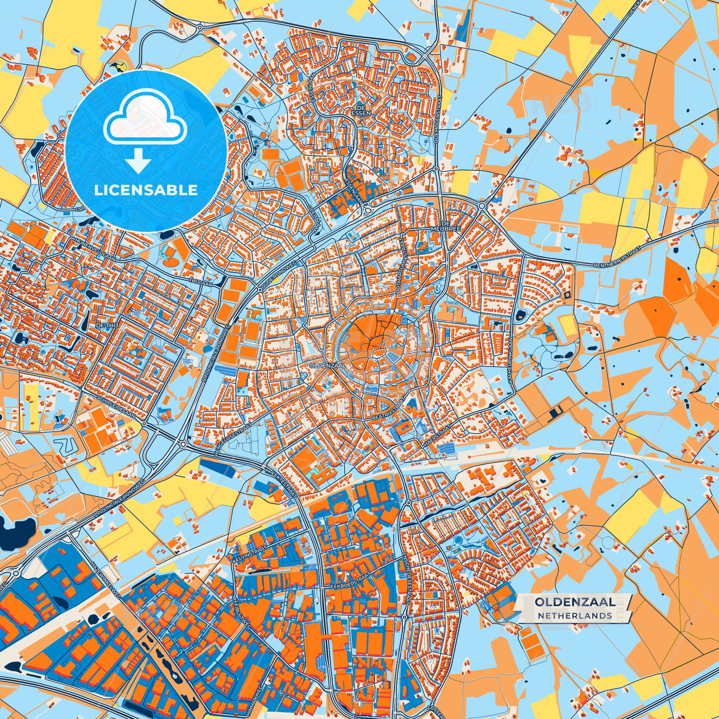 Canvas Print Template of Oldenzaal Street Map