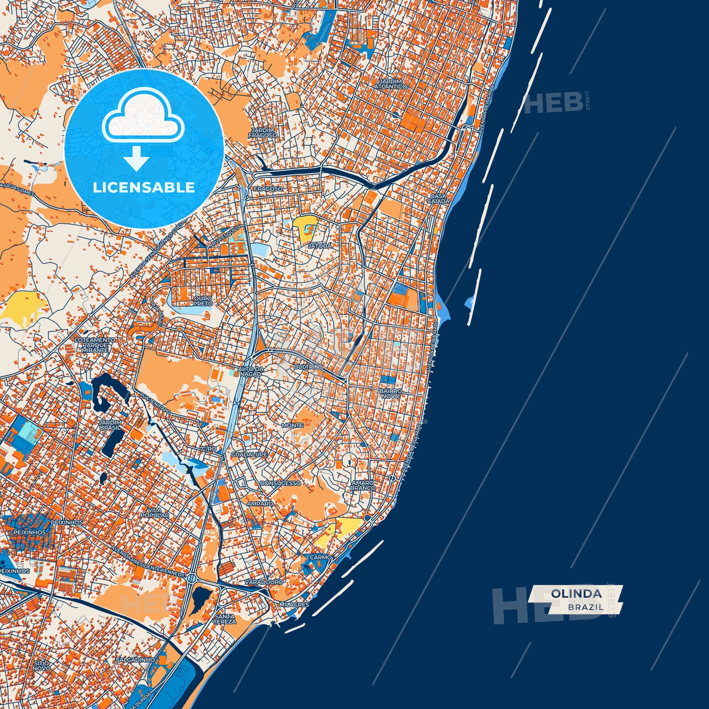 Canvas Print Template of Olinda Street Map