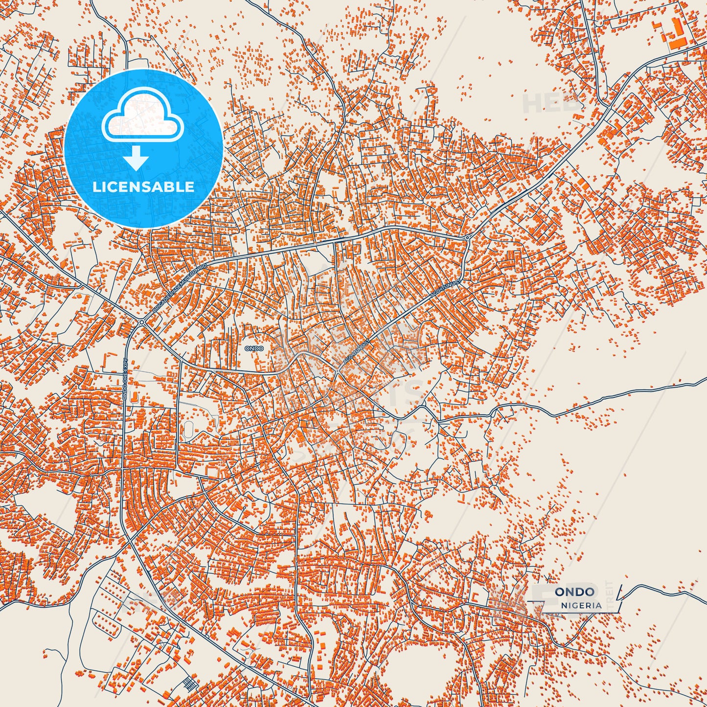 Canvas Print Template of Ondo Street Map
