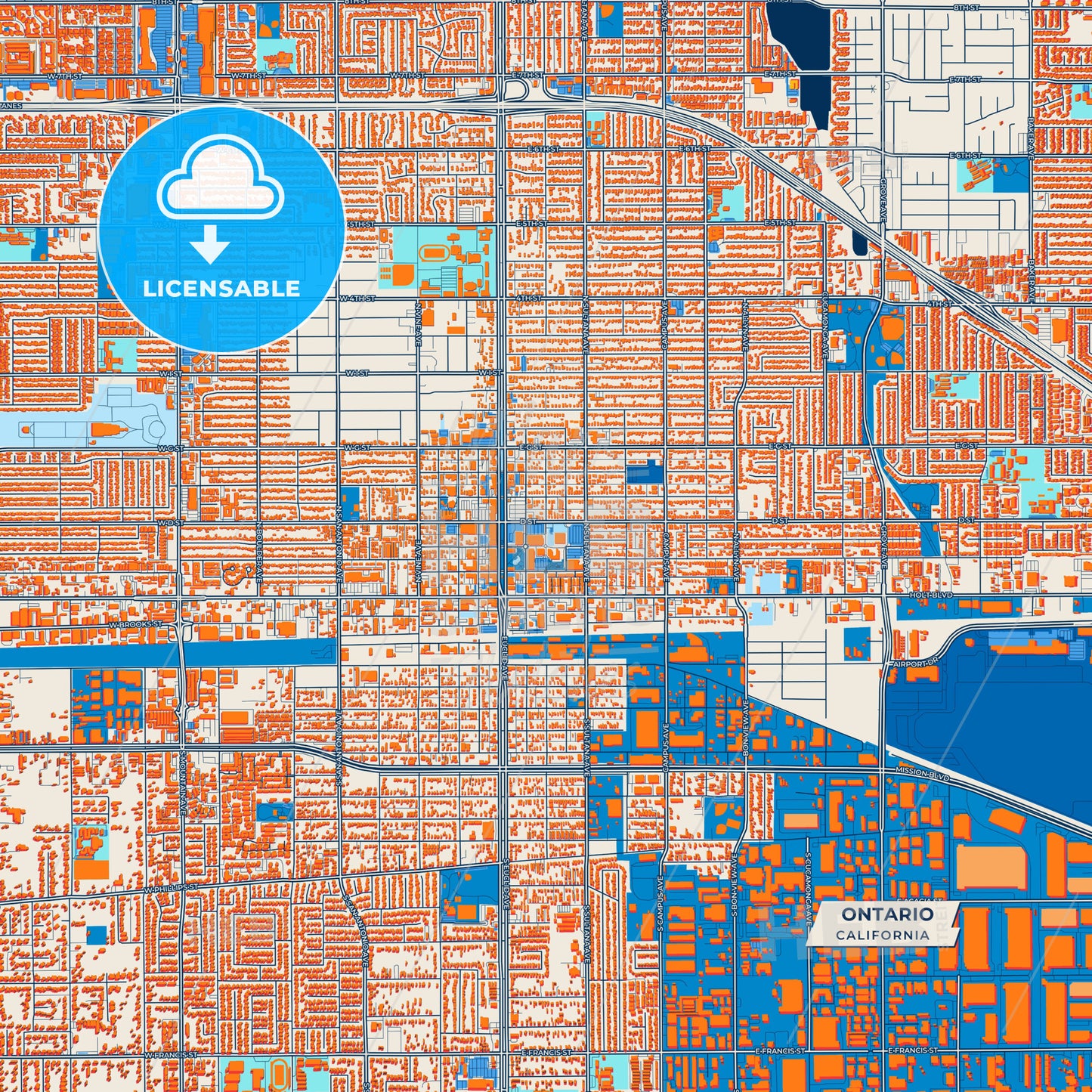 Canvas Print Template of Ontario Street Map