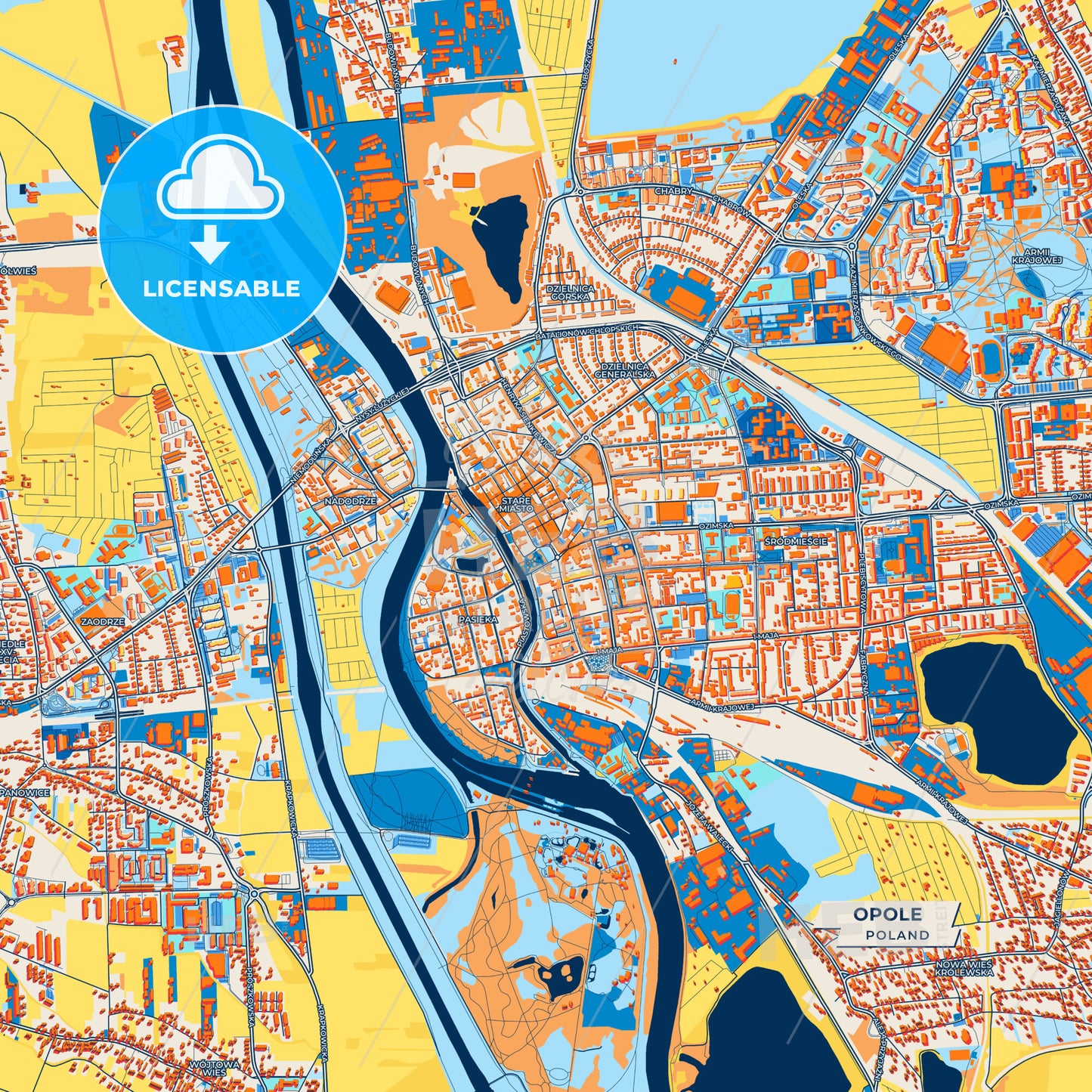 Canvas Print Template of Opole Street Map