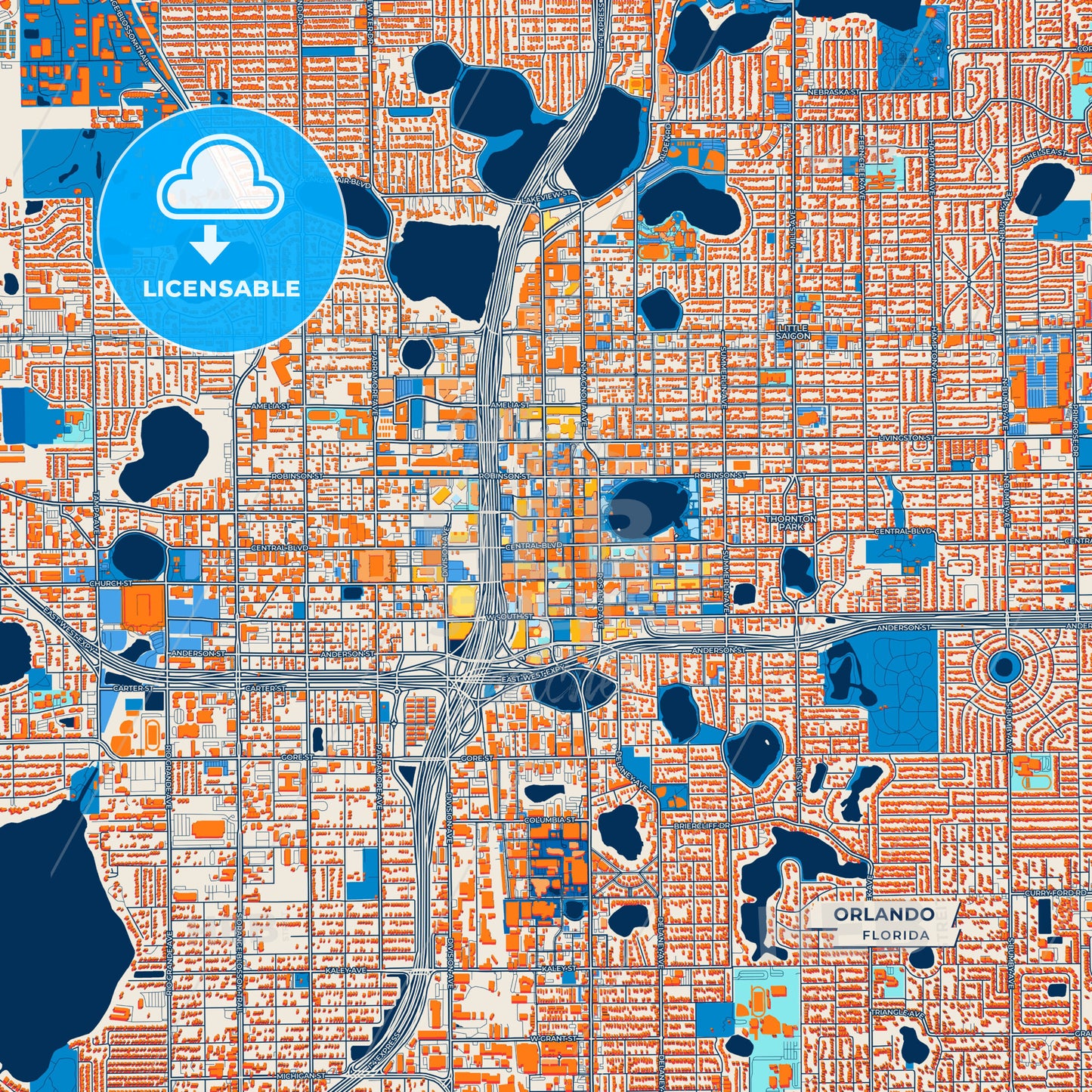 Canvas Print Template of Orlando Street Map