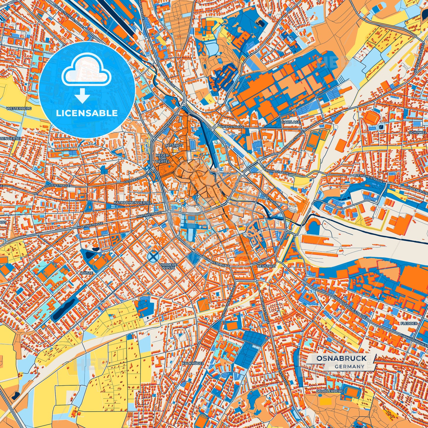 Canvas Print Template of Osnabruck Street Map