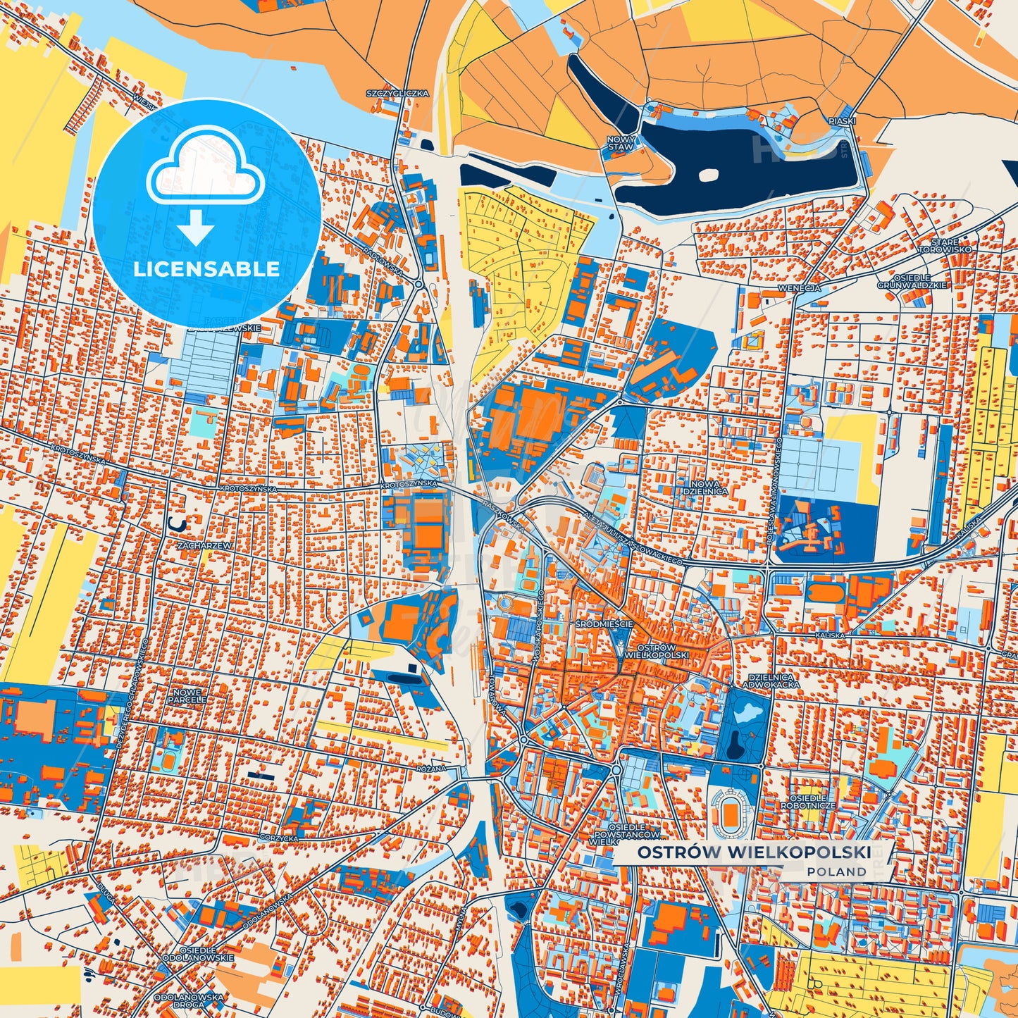 Canvas Print Template of Ostrów Wielkopolski Street Map