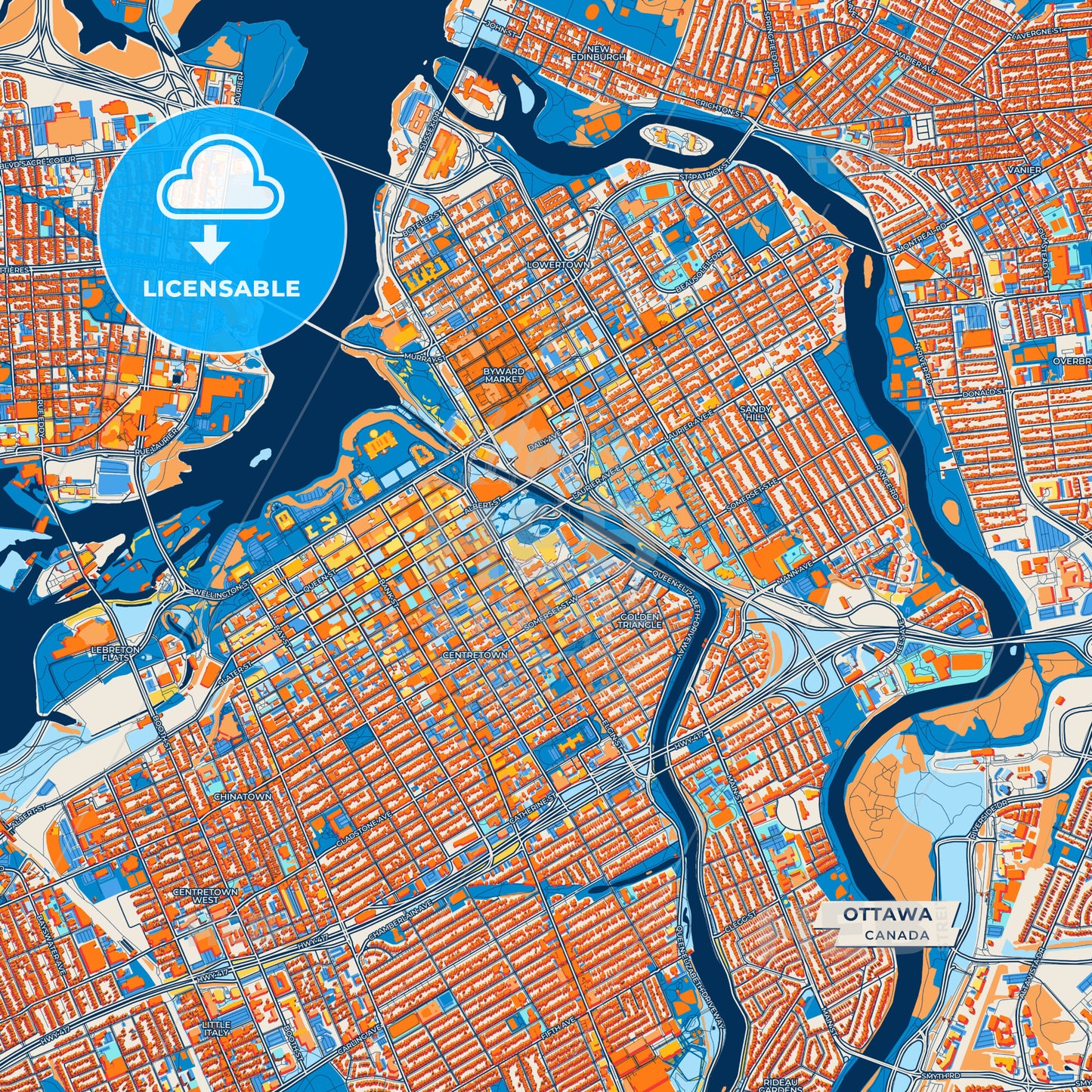 Canvas Print Template of Ottawa Street Map