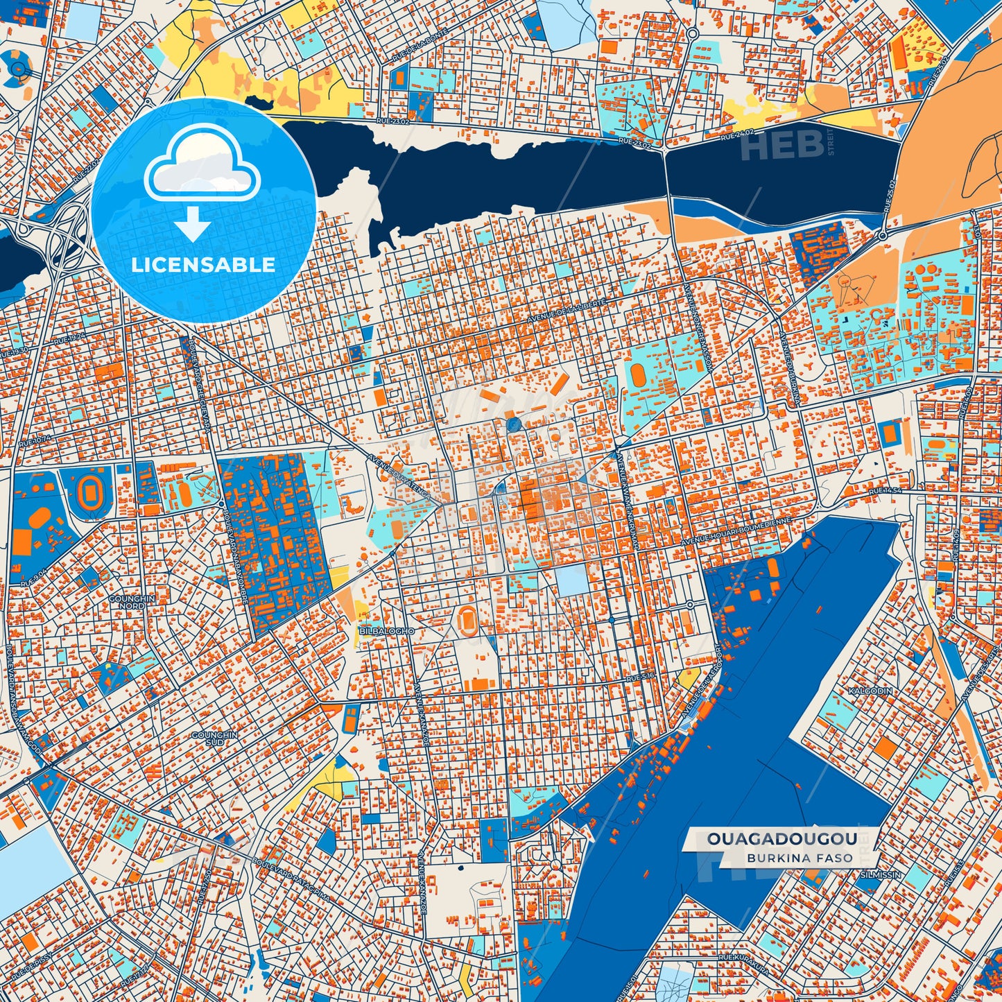 Canvas Print Template of Ouagadougou Street Map