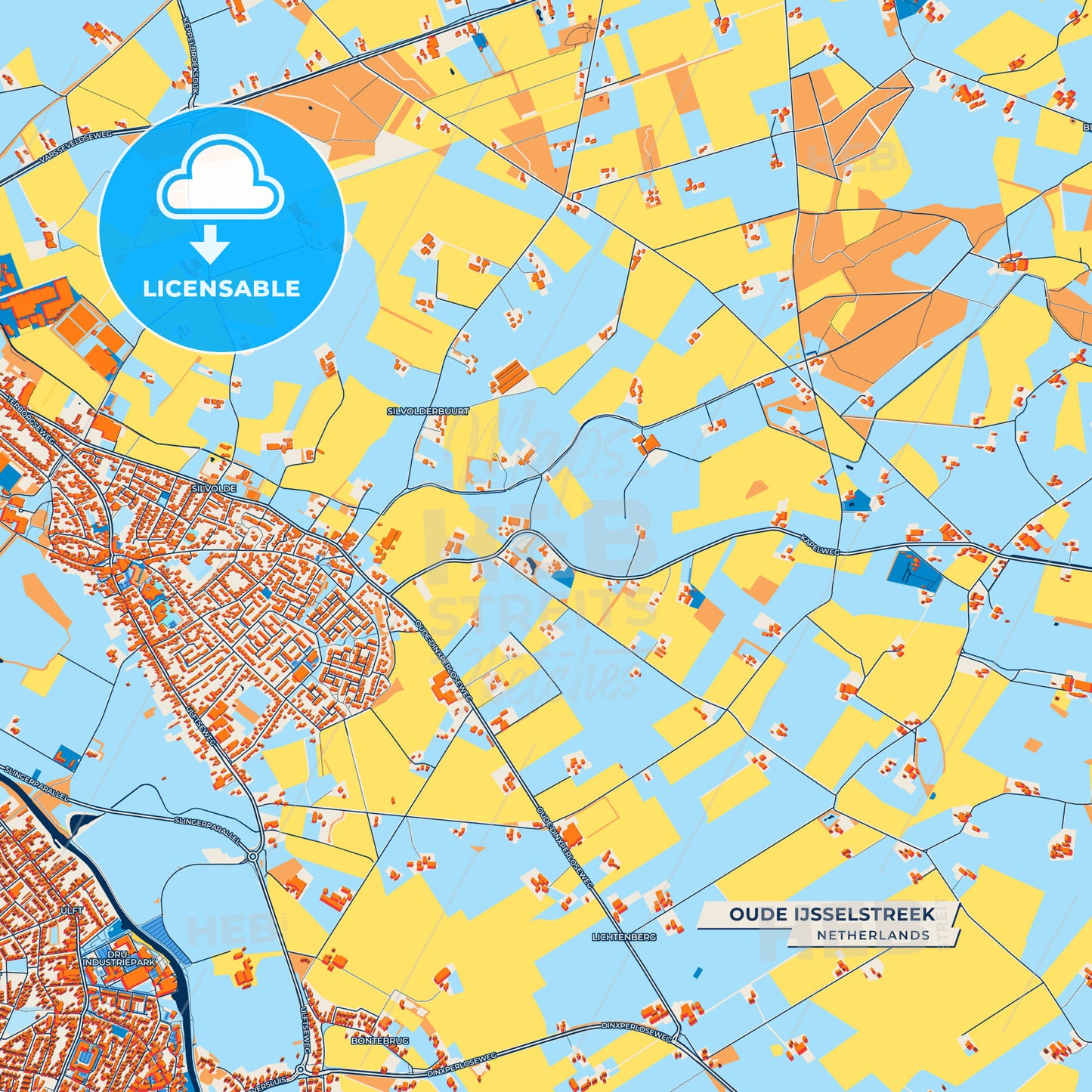 Canvas Print Template of Oude IJsselstreek Street Map