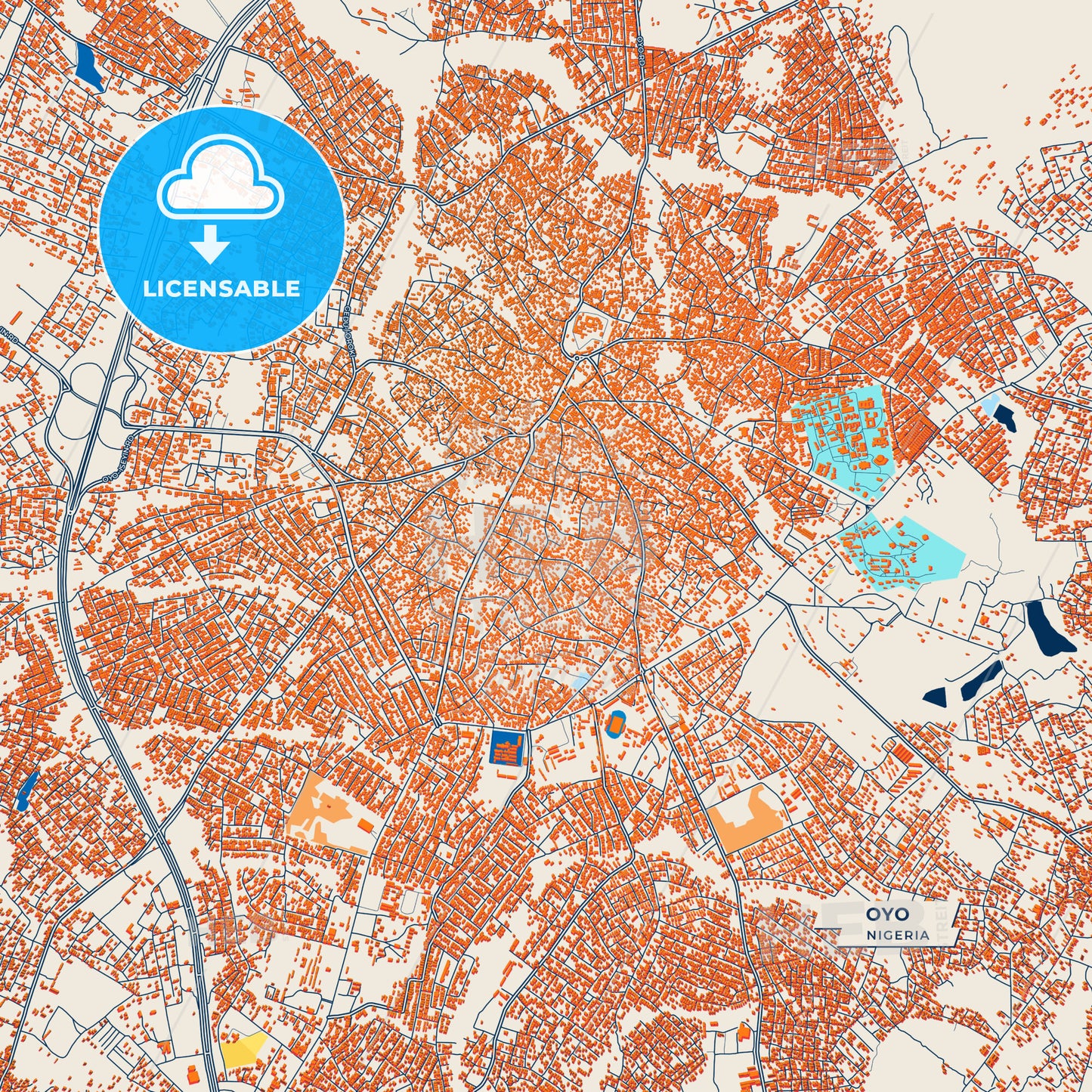 Canvas Print Template of Oyo Street Map
