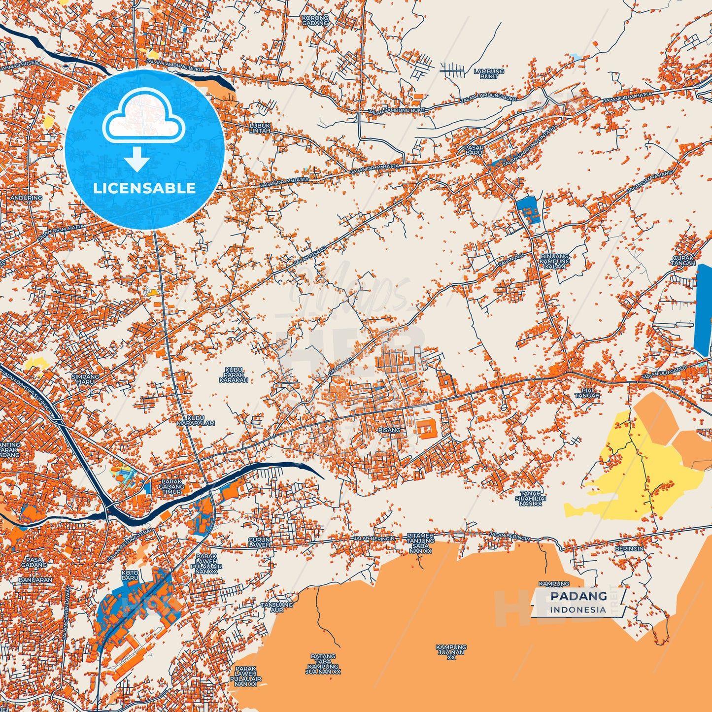 Canvas Print Template of Padang Street Map