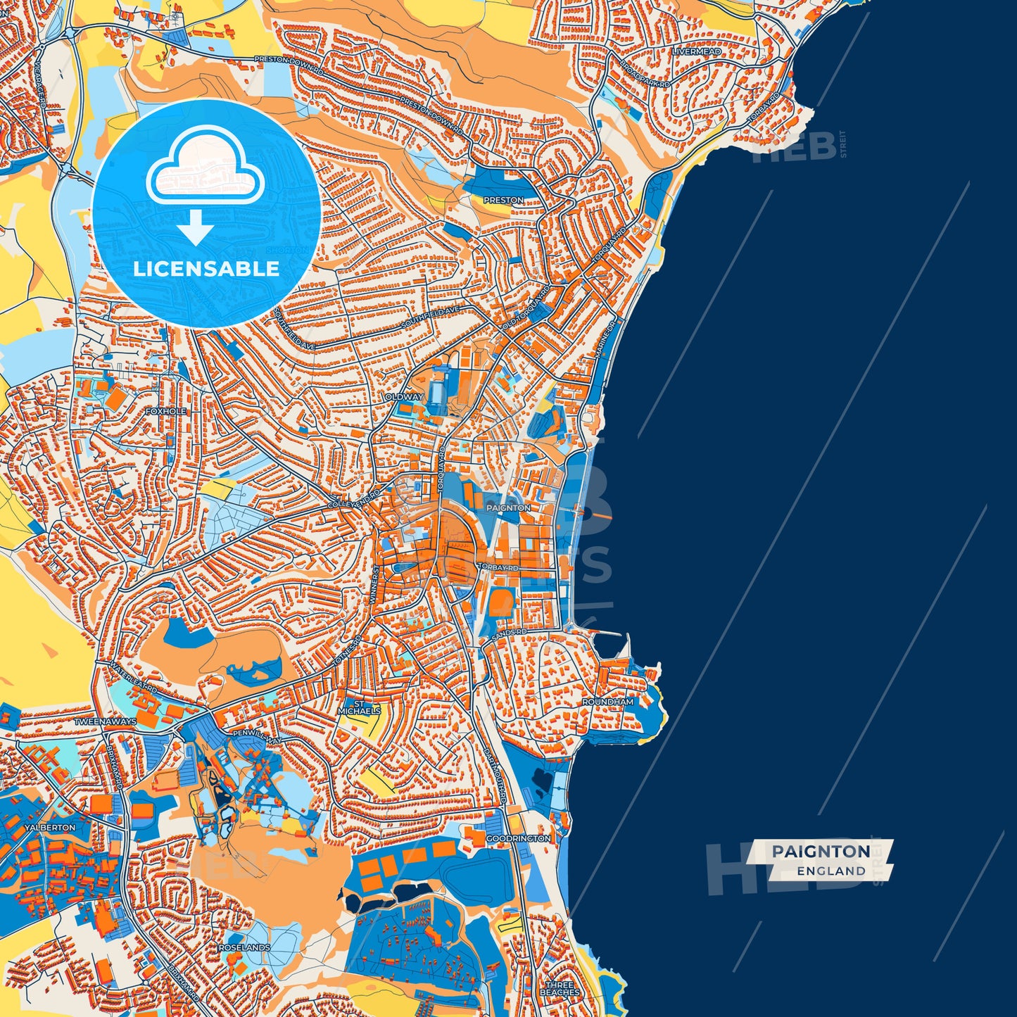 Canvas Print Template of Paignton Street Map