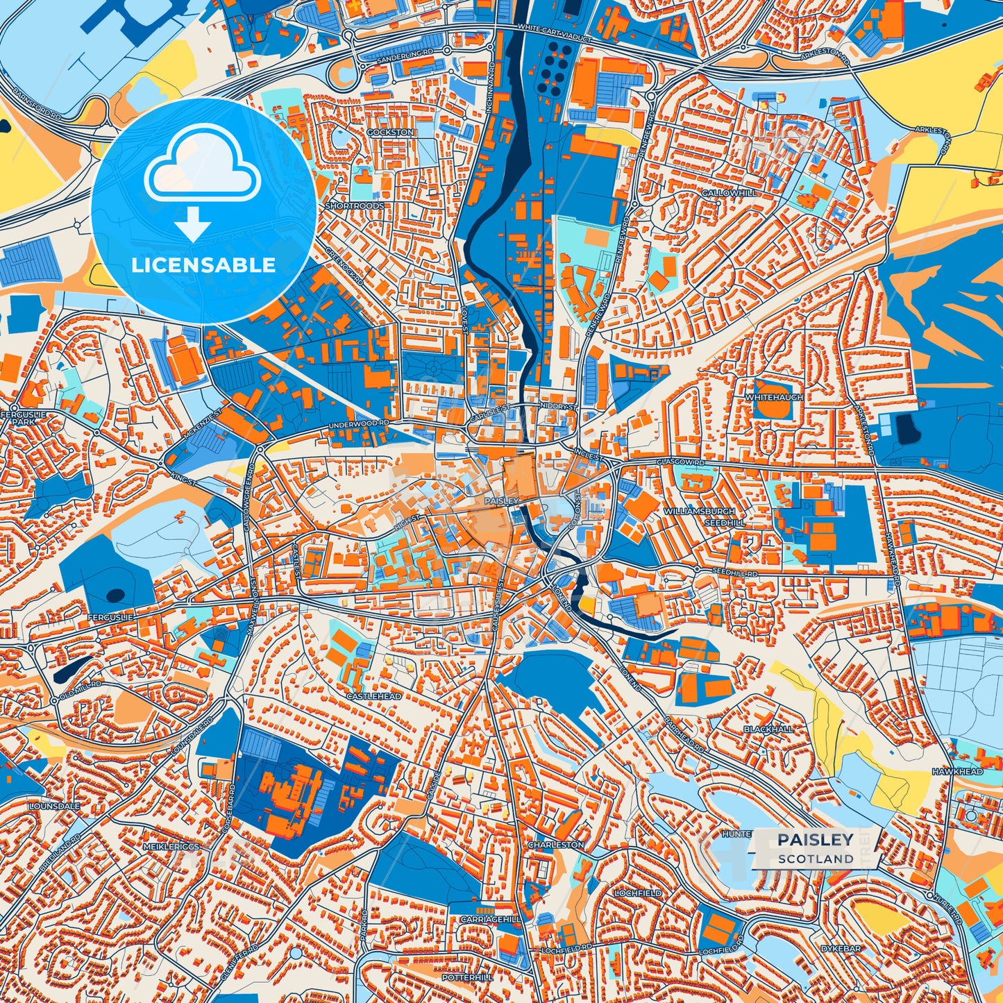 Canvas Print Template of Paisley Street Map