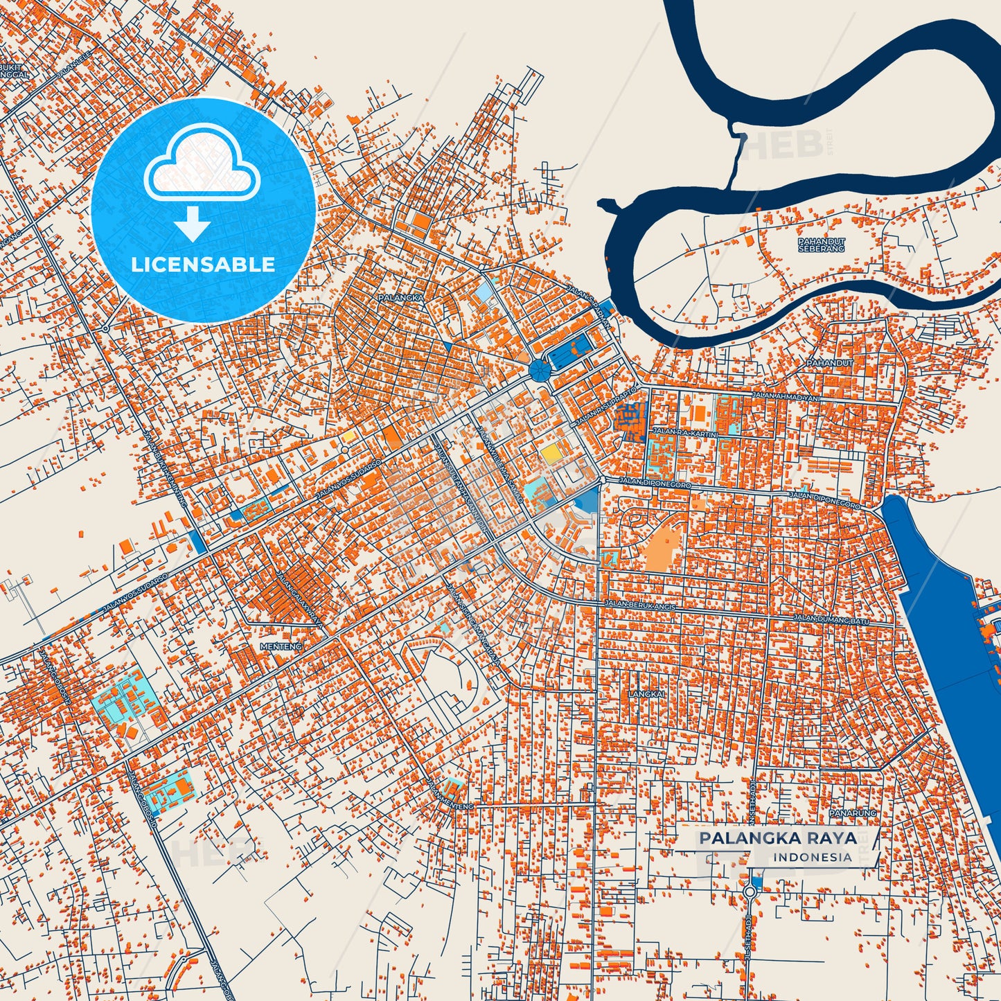 Canvas Print Template of Palangka Raya Street Map