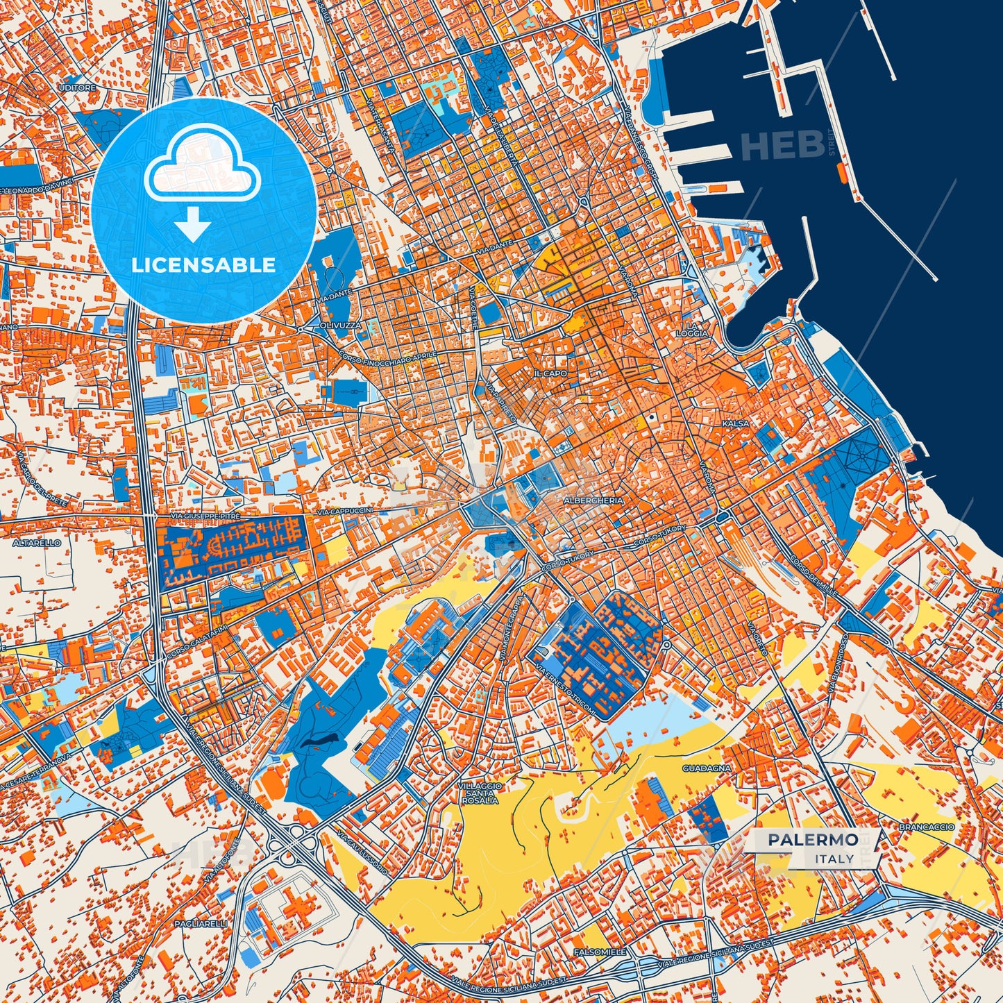 Canvas Print Template of Palermo Street Map