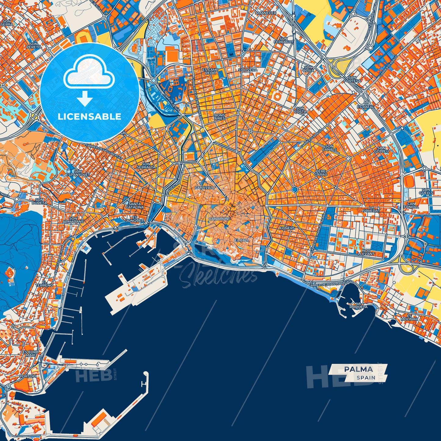 Canvas Print Template of Palma Street Map