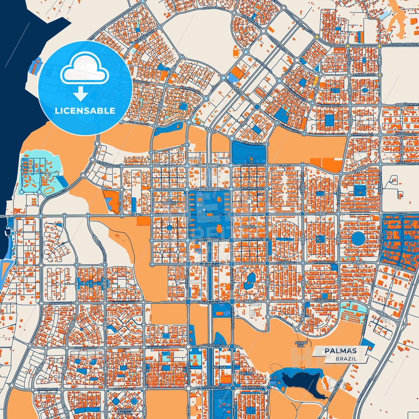 Canvas Print Template of Palmas Street Map