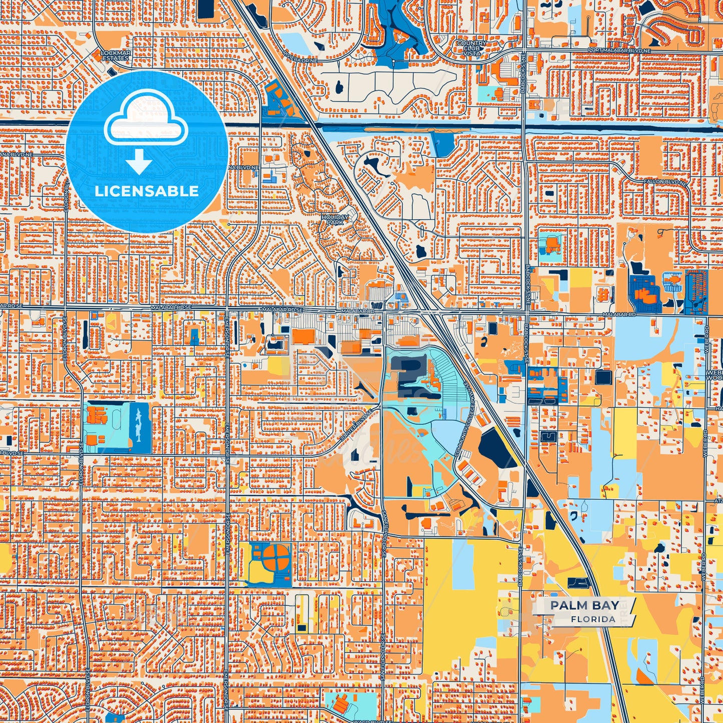 Canvas Print Template of Palm Bay Street Map