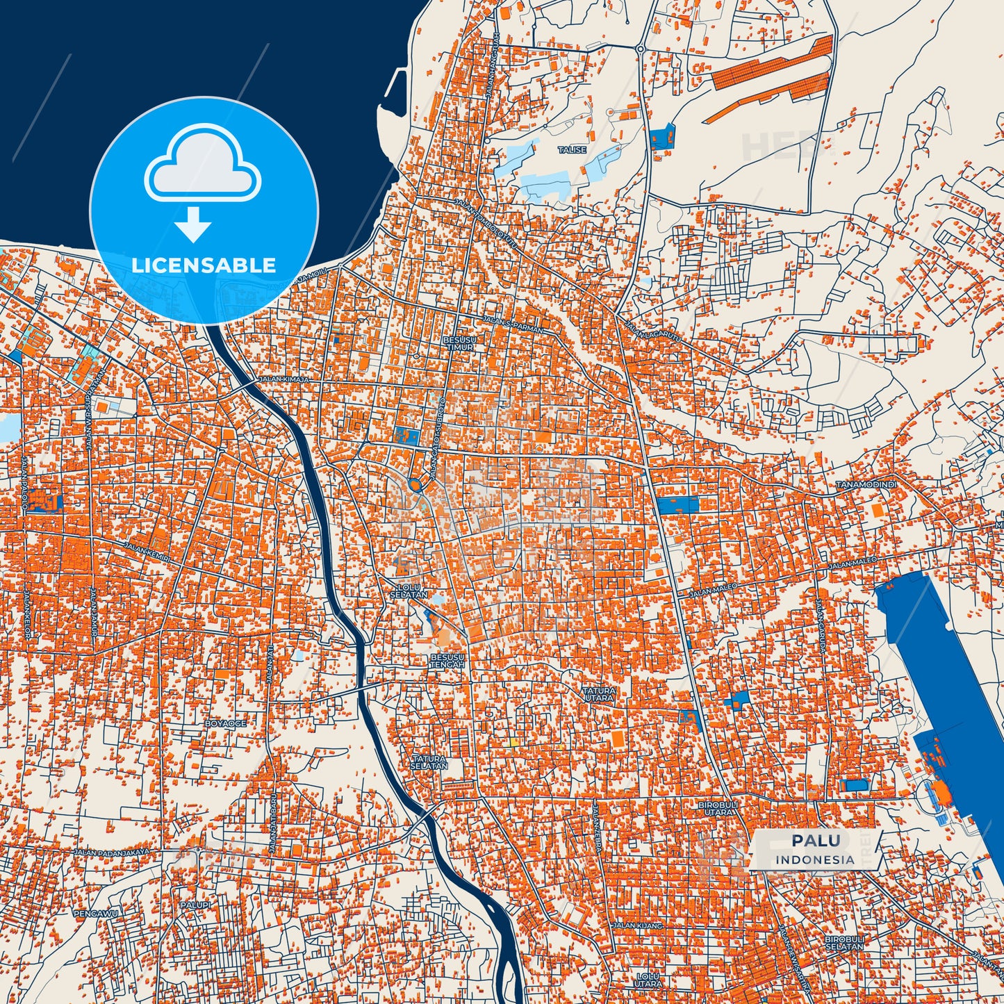 Canvas Print Template of Palu Street Map