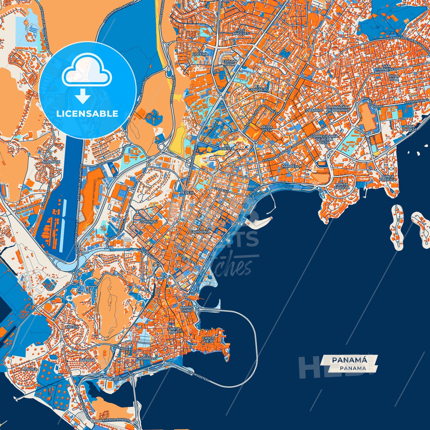 Canvas Print Template of Panamá Street Map