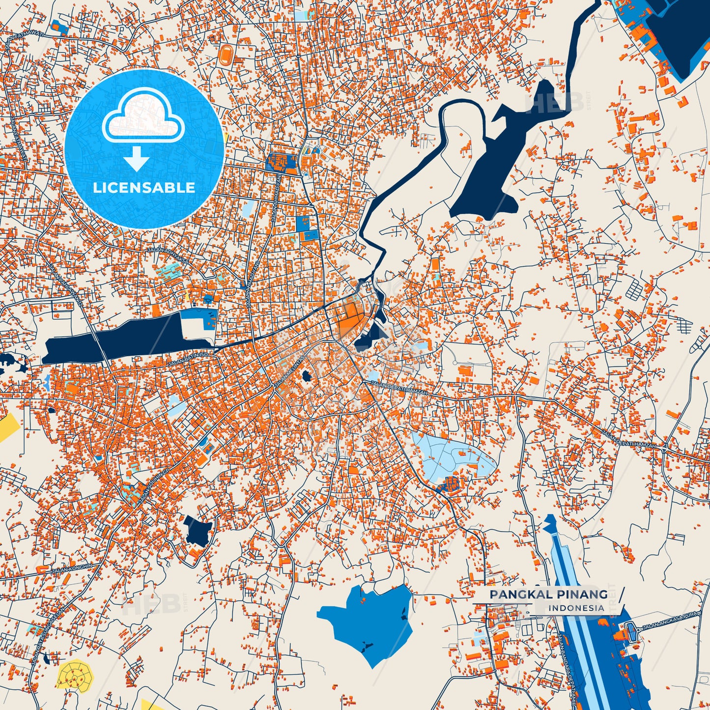 Canvas Print Template of Pangkal Pinang Street Map