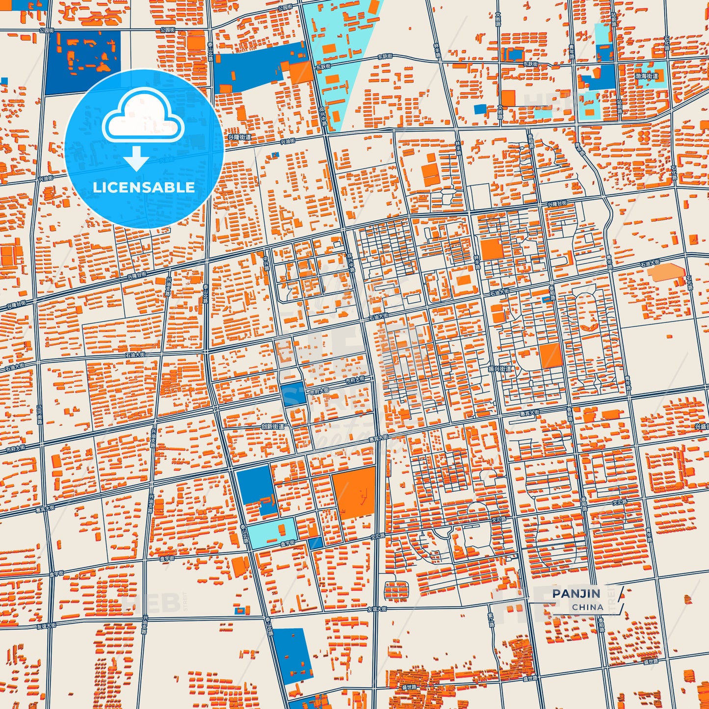 Canvas Print Template of Panjin Street Map