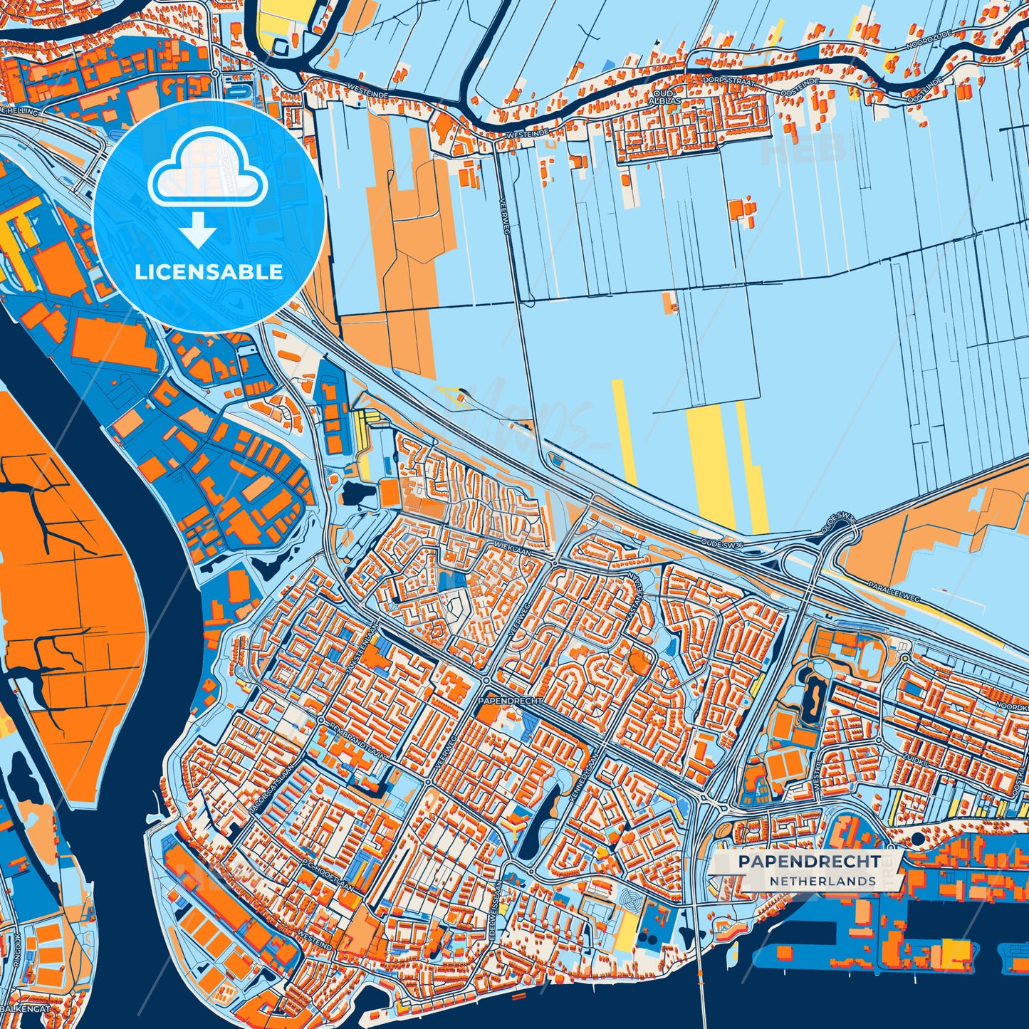 Canvas Print Template of Papendrecht Street Map
