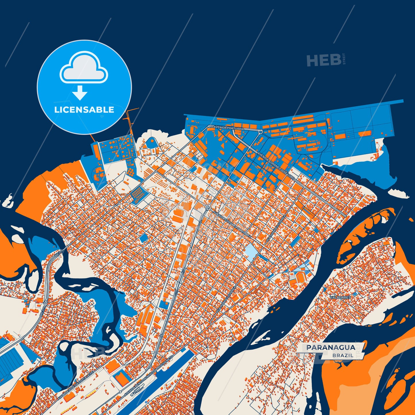Canvas Print Template of Paranagua Street Map