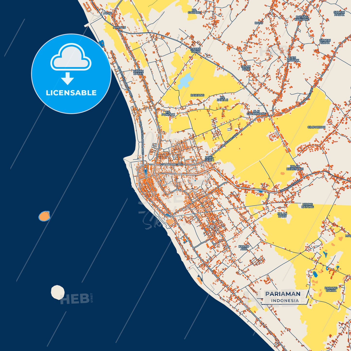 Canvas Print Template of Pariaman Street Map