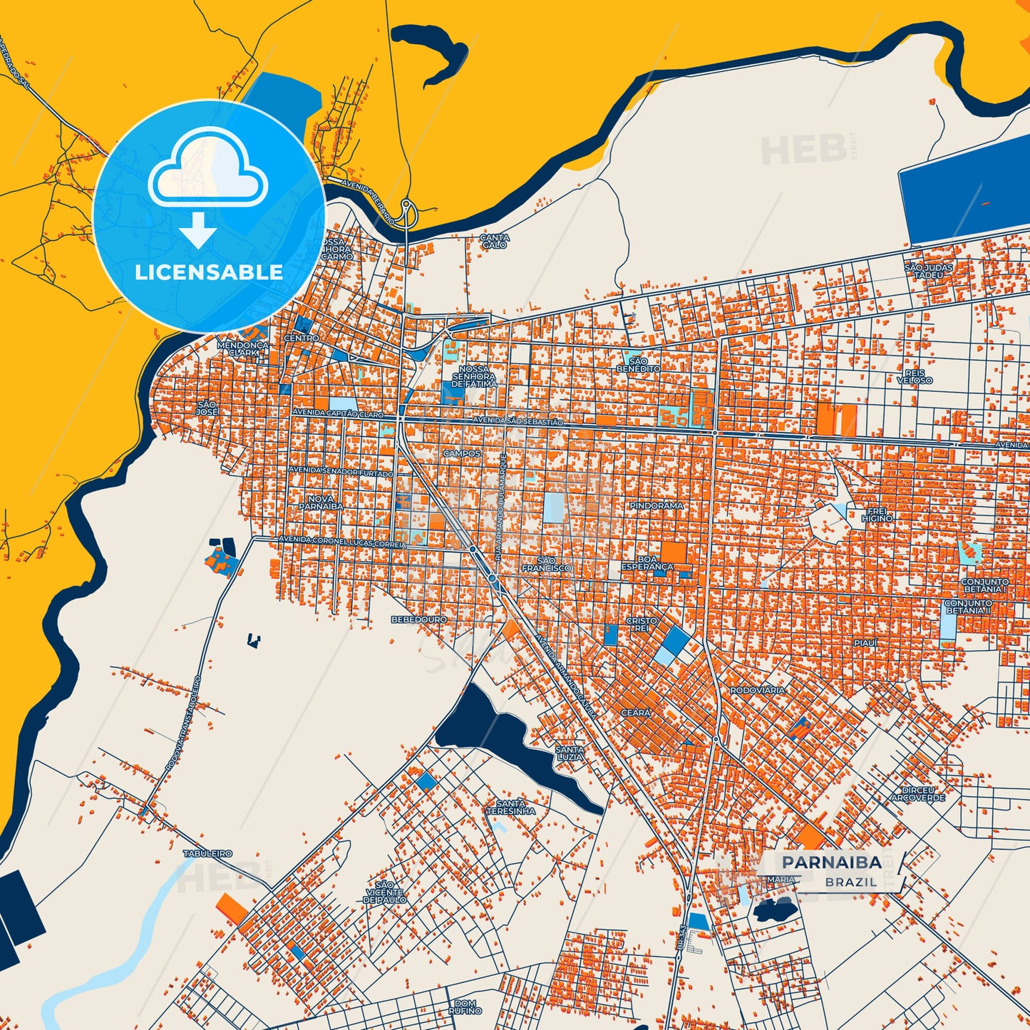 Canvas Print Template of Parnaiba Street Map