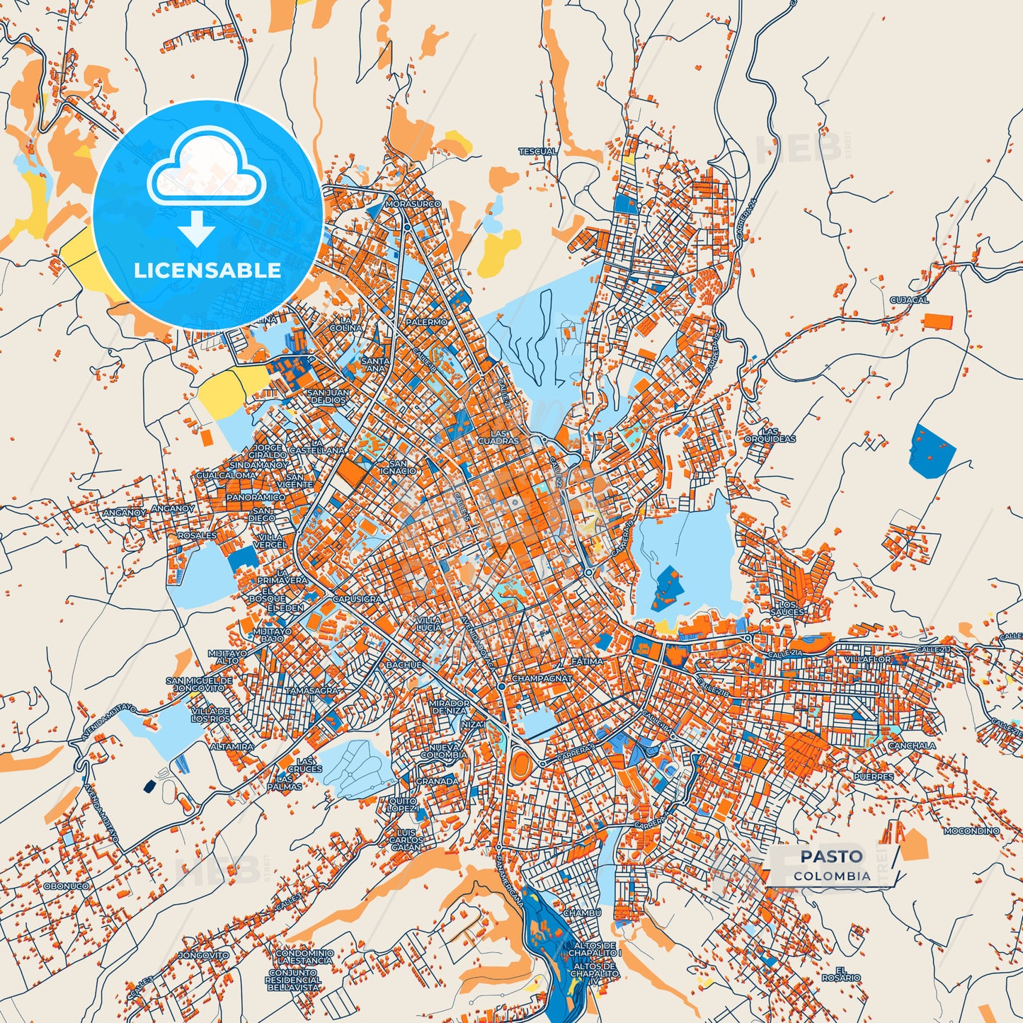 Canvas Print Template of Pasto Street Map