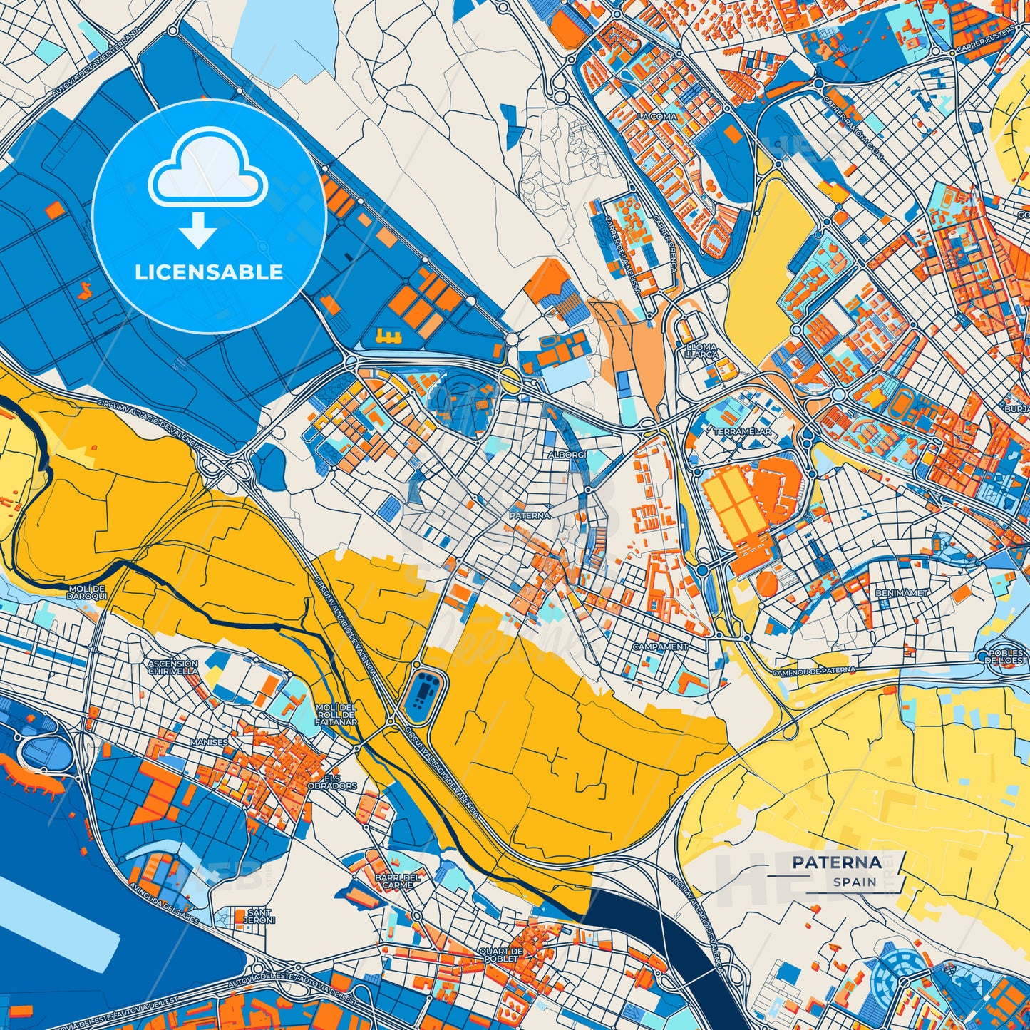 Canvas Print Template of Paterna Street Map