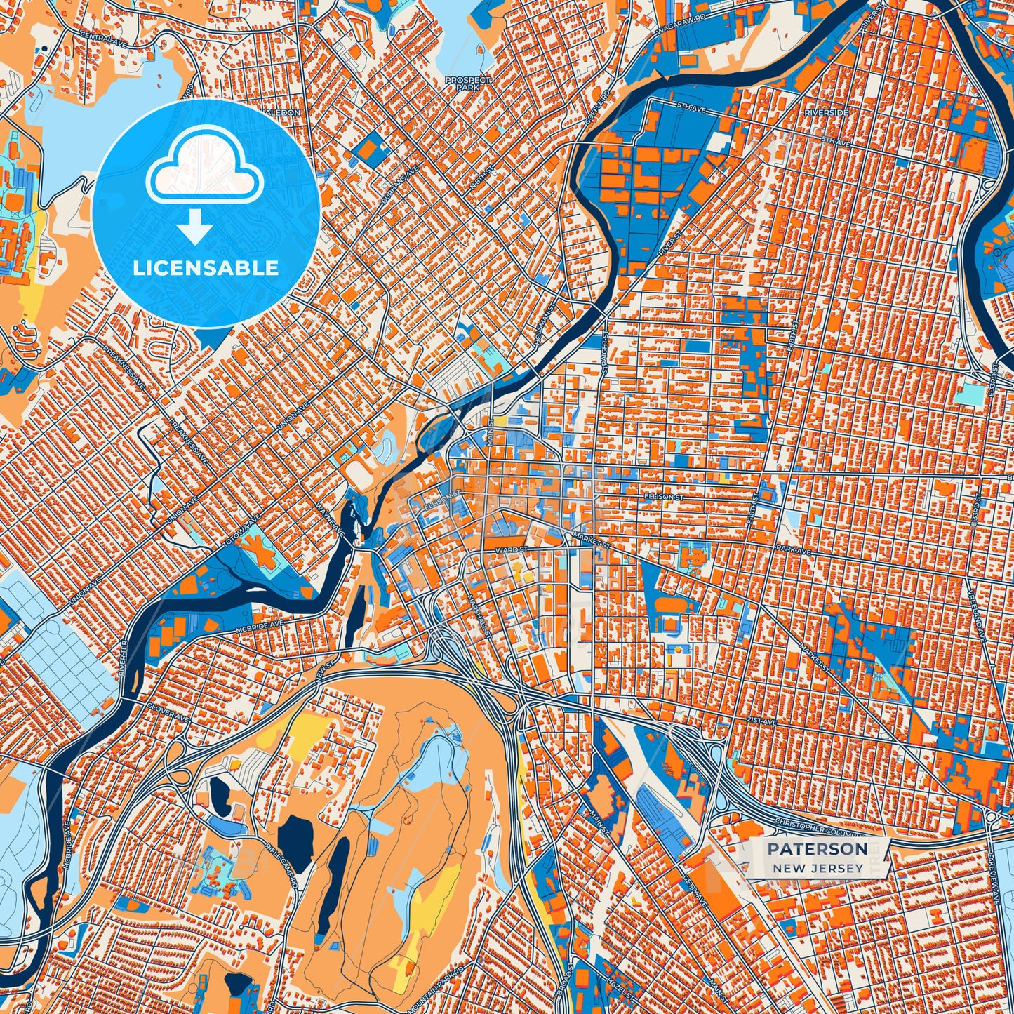 Canvas Print Template of Paterson Street Map