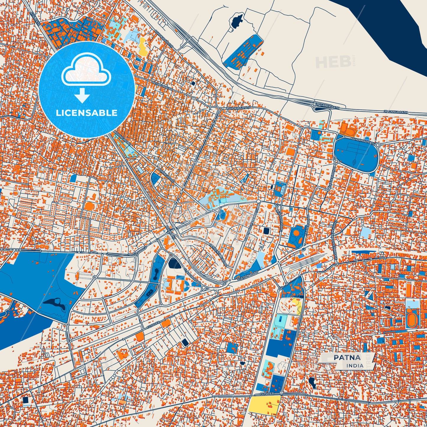 Canvas Print Template of Patna Street Map