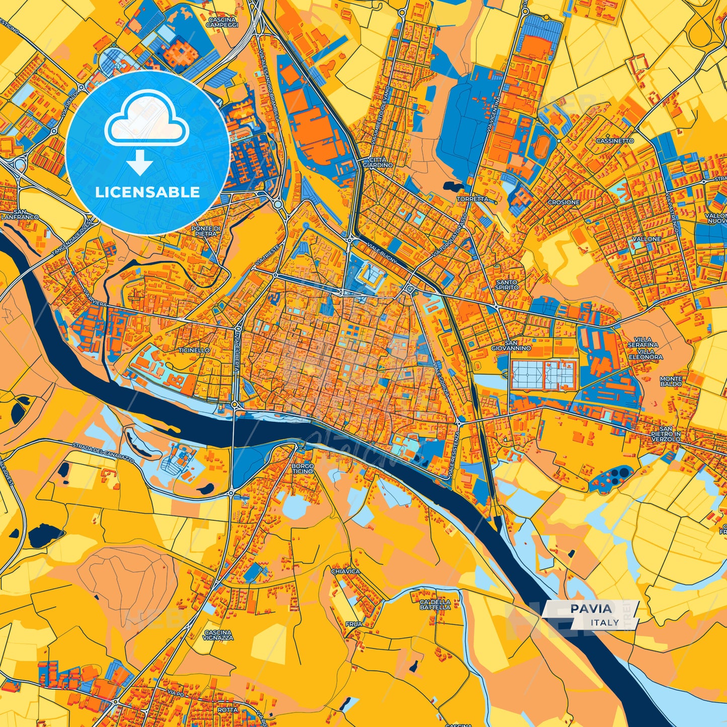 Canvas Print Template of Pavia Street Map