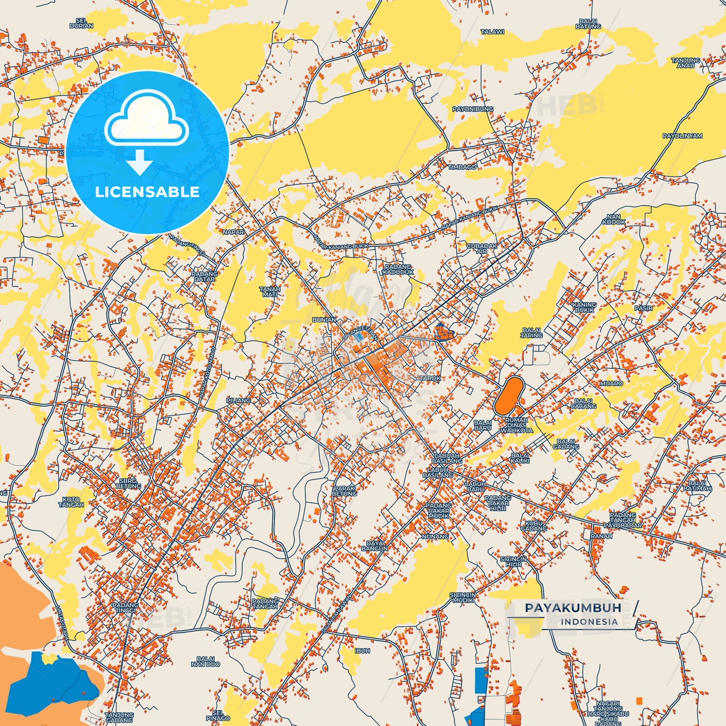 Canvas Print Template of Payakumbuh Street Map