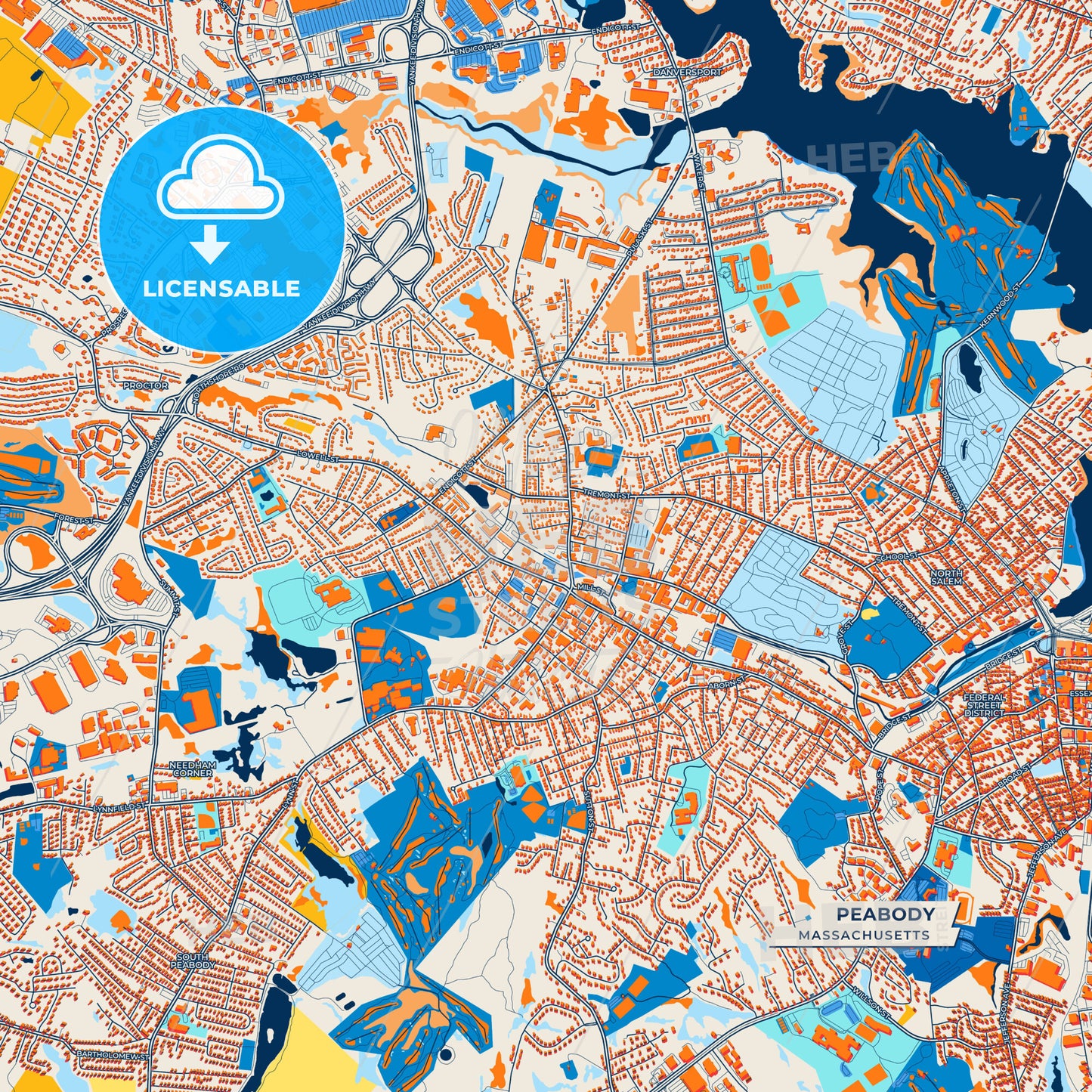 Canvas Print Template of Peabody Street Map