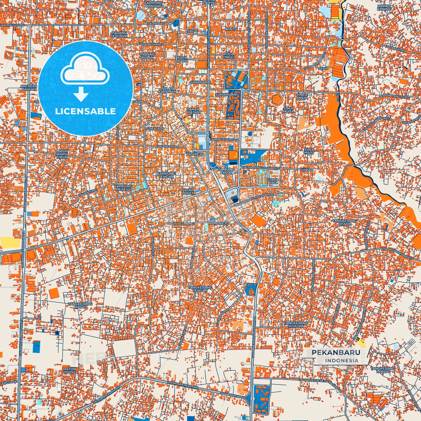 Canvas Print Template of Pekanbaru Street Map