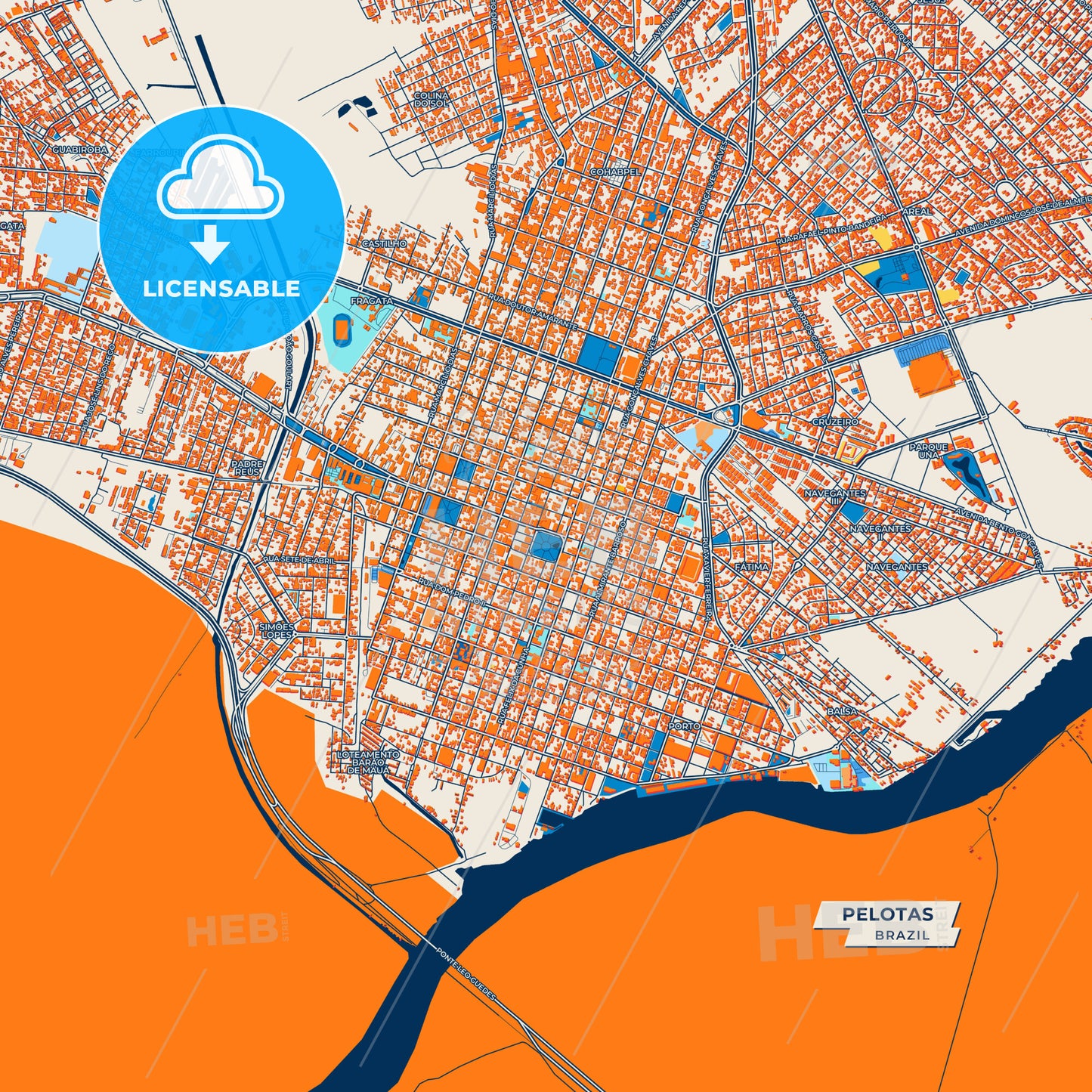 Canvas Print Template of Pelotas Street Map