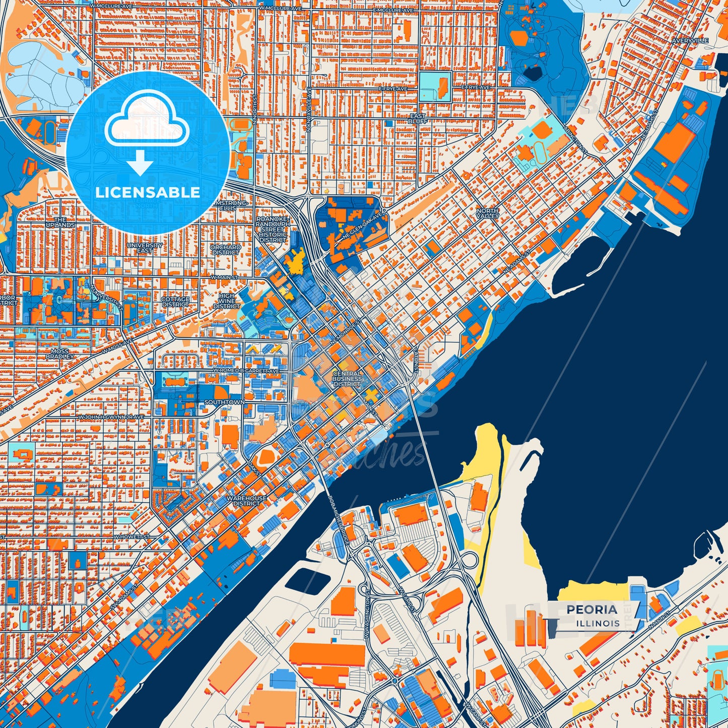 Canvas Print Template of Peoria Street Map