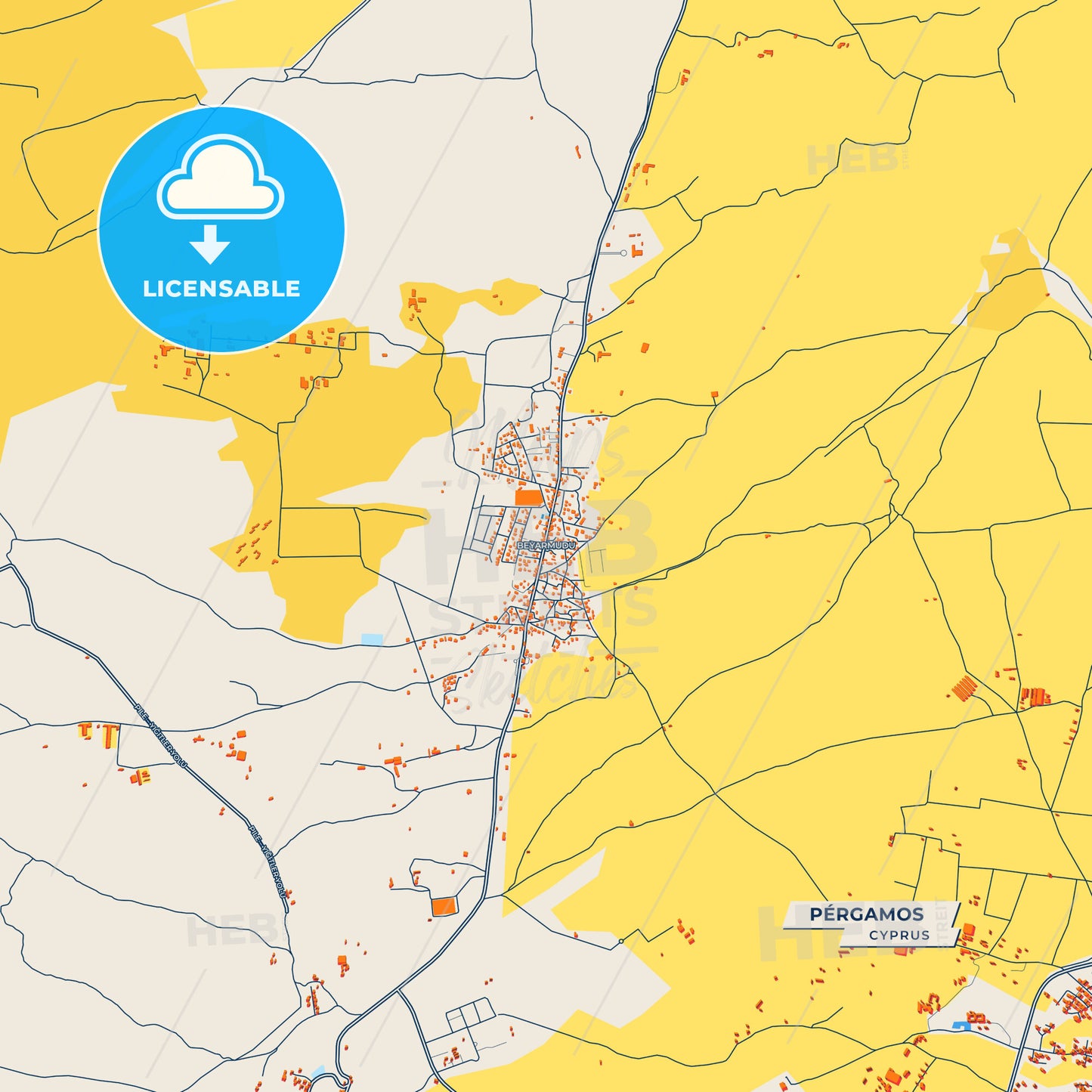 Canvas Print Template of Pérgamos Street Map
