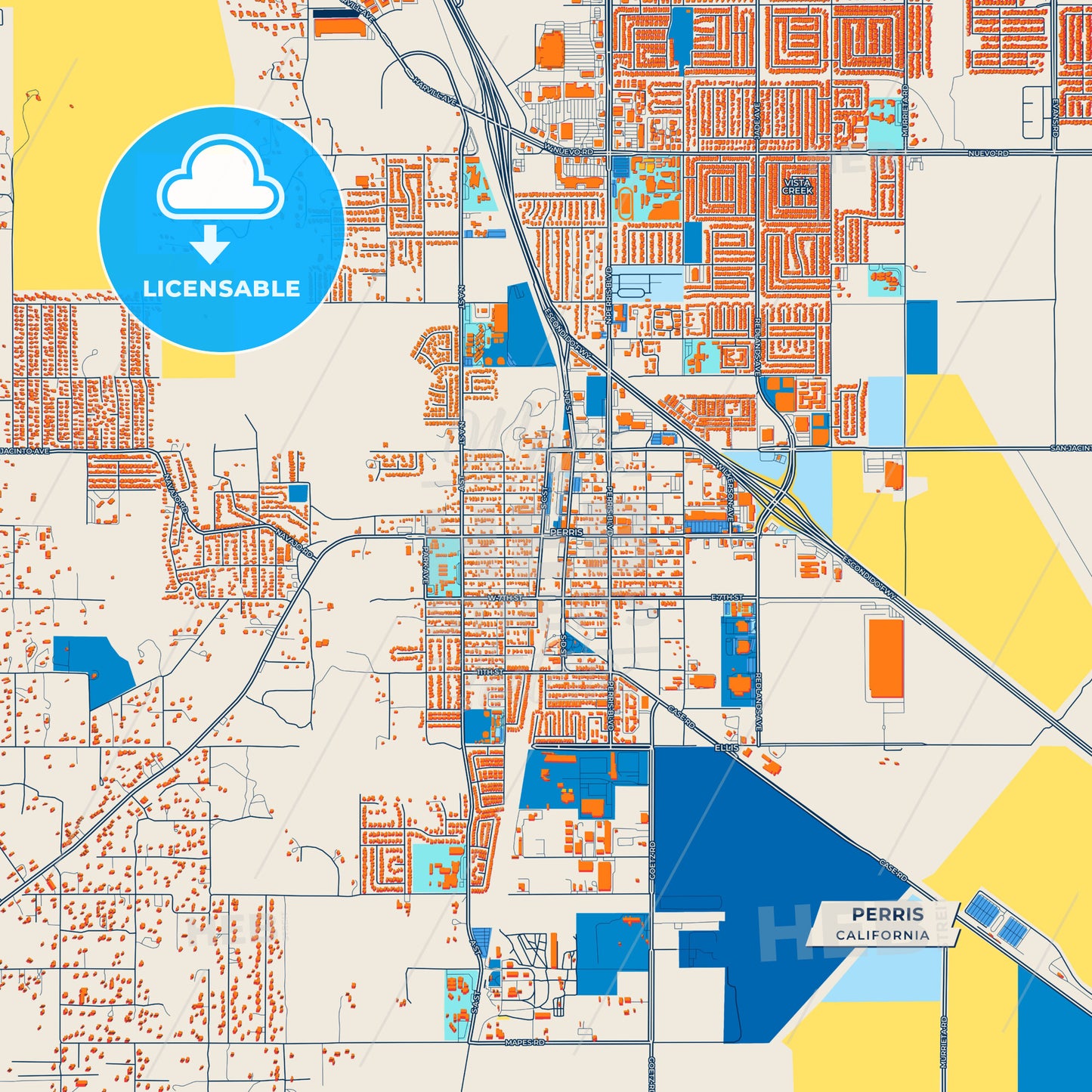 Canvas Print Template of Perris Street Map