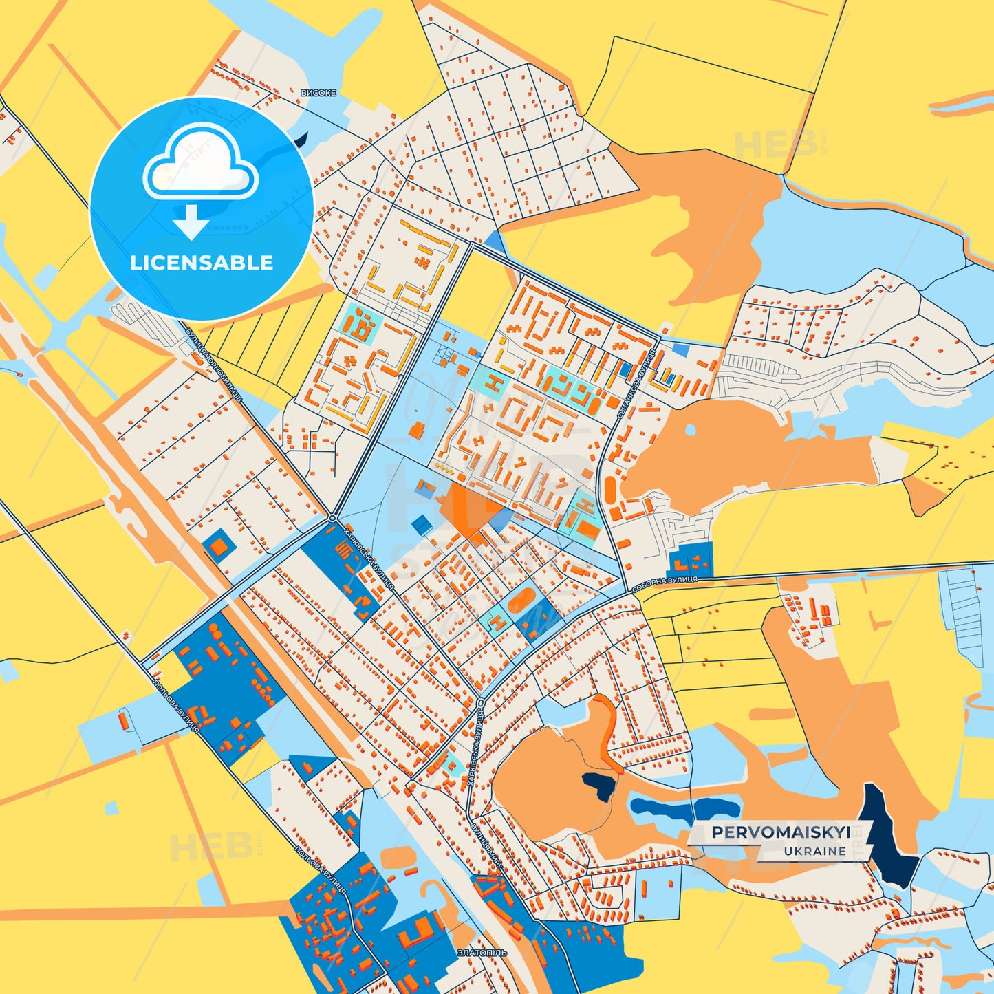 Canvas Print Template of Pervomaiskyi Street Map