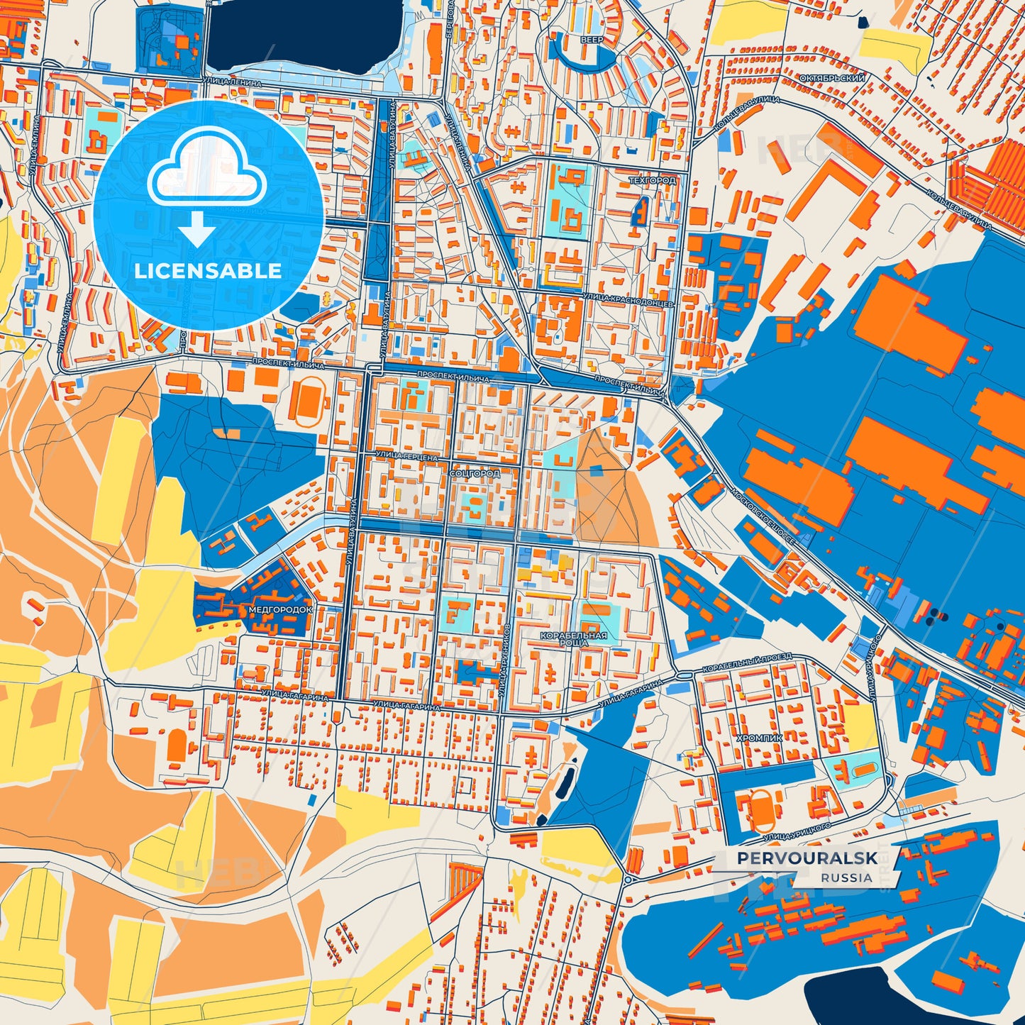 Canvas Print Template of Pervouralsk Street Map