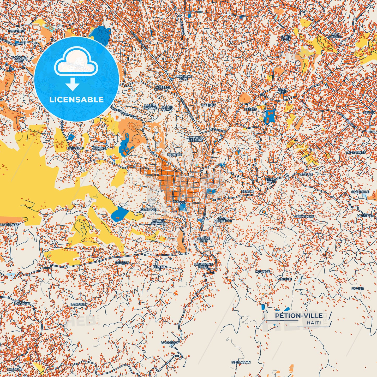 Canvas Print Template of Pétion-Ville Street Map