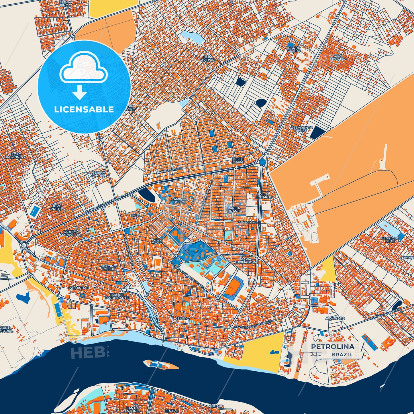 Canvas Print Template of Petrolina Street Map