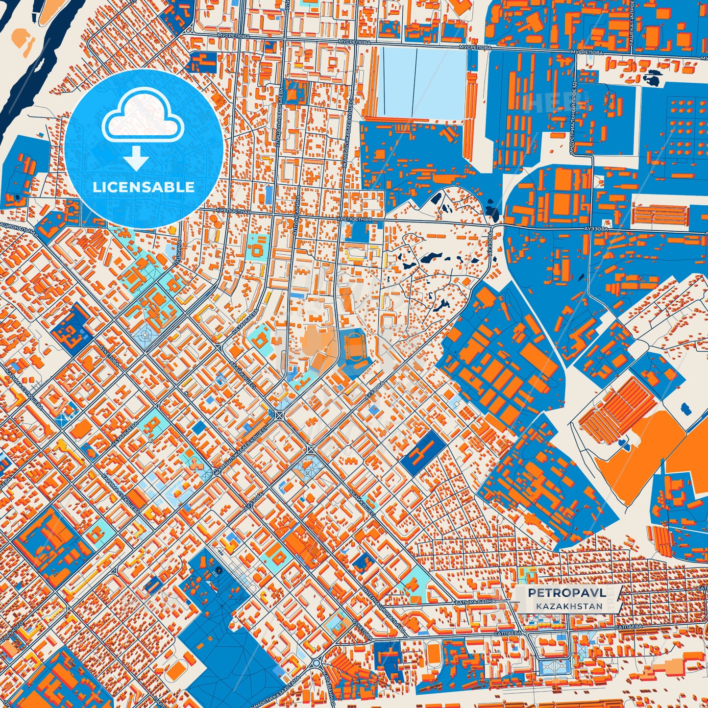 Canvas Print Template of Petropavl Street Map