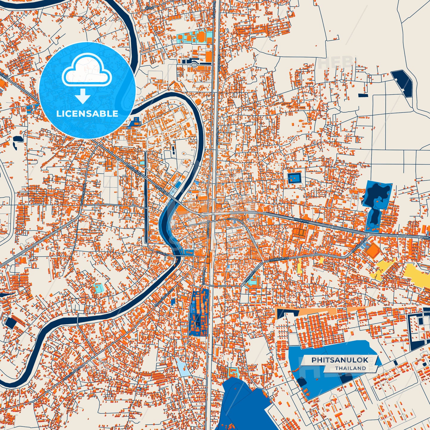 Canvas Print Template of Phitsanulok Street Map