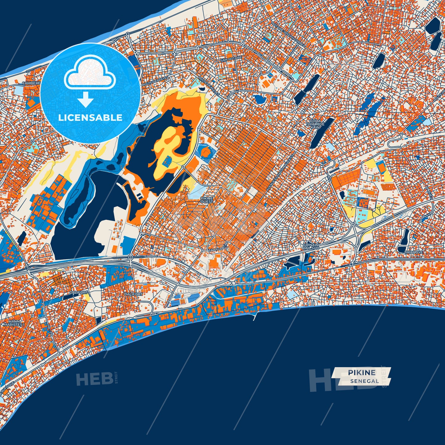 Canvas Print Template of Pikine Street Map