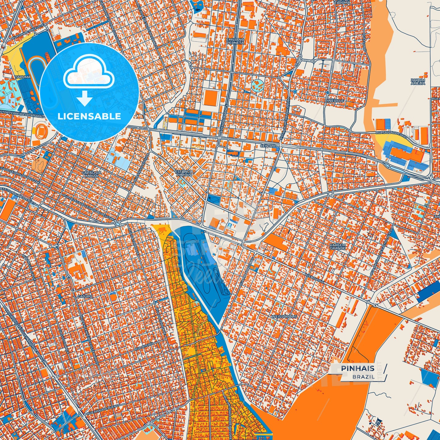 Canvas Print Template of Pinhais Street Map