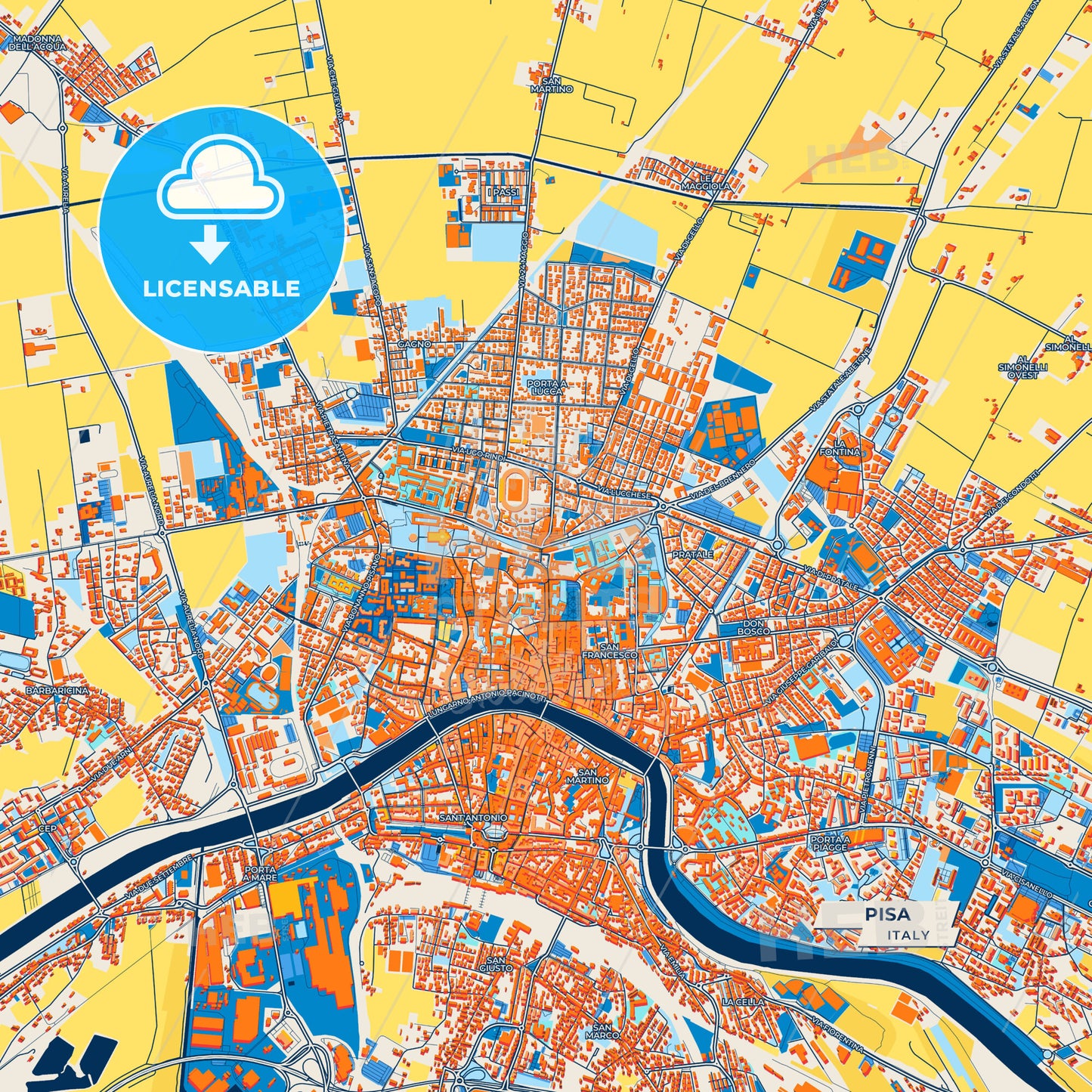 Canvas Print Template of Pisa Street Map