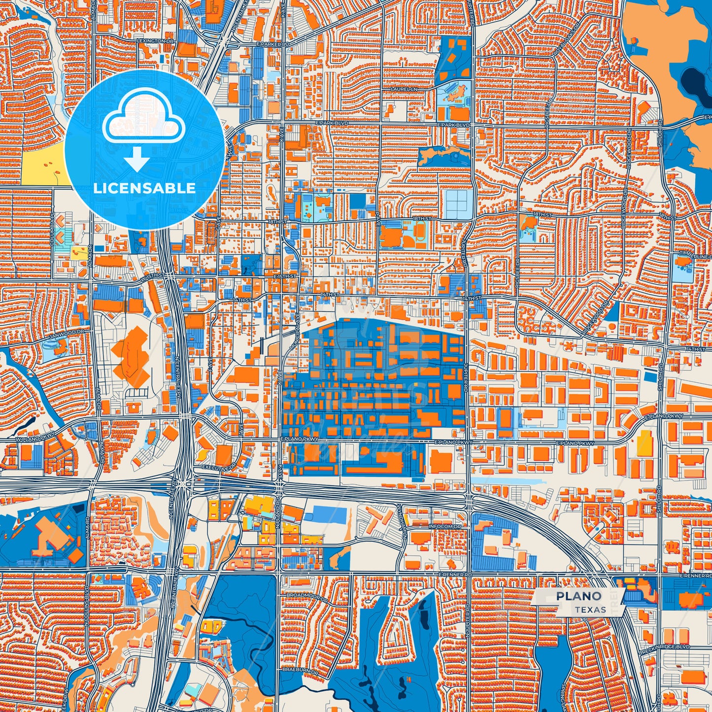 Canvas Print Template of Plano Street Map